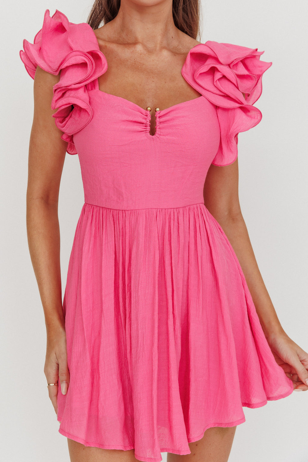 Sunday Dreams Ruffle Strap Mini Dress Pink by Selfie Leslie