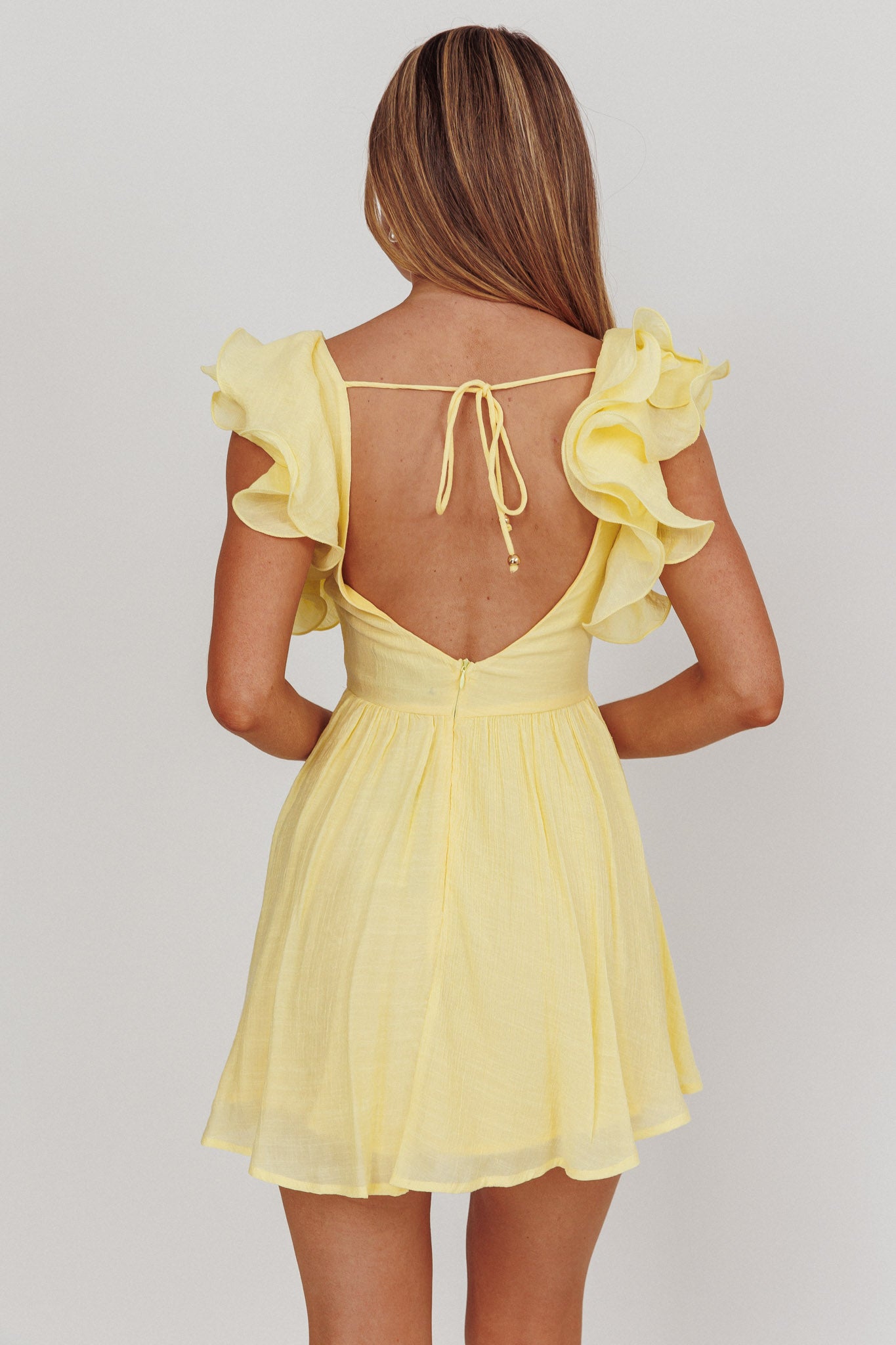 Sunday Dreams Ruffle Strap Mini Dress Yellow - XL Sunday Dreams Ruffle Strap Mini Dress Yellow - XL