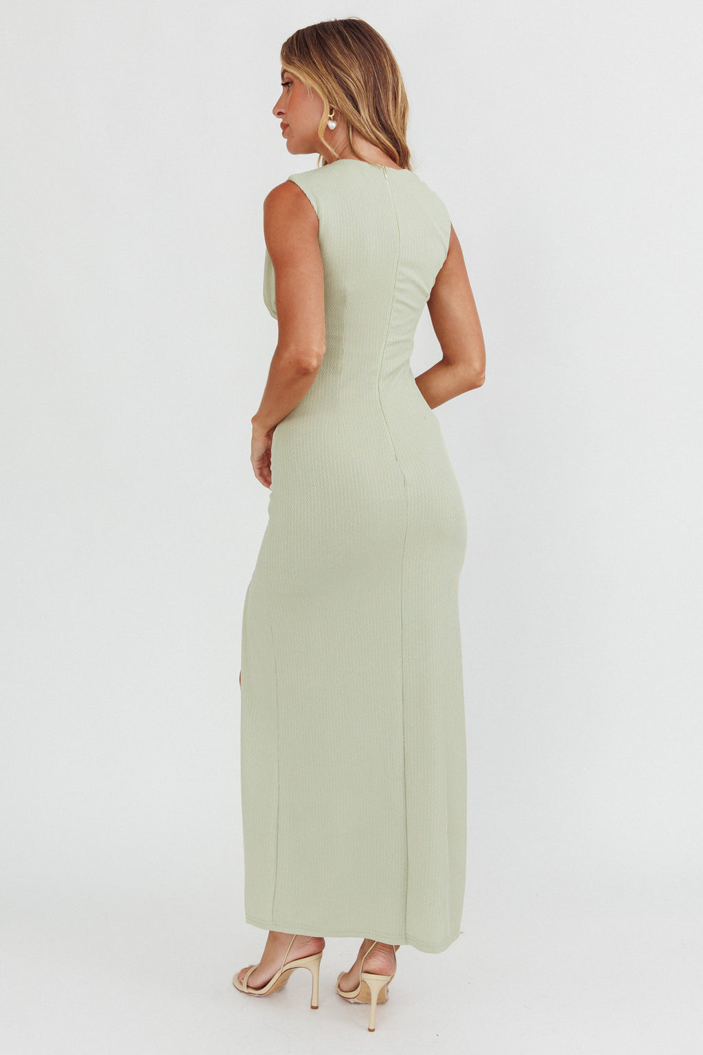 Daleela Asymmetric Neckline Maxi Dress Sage by Selfie Leslie