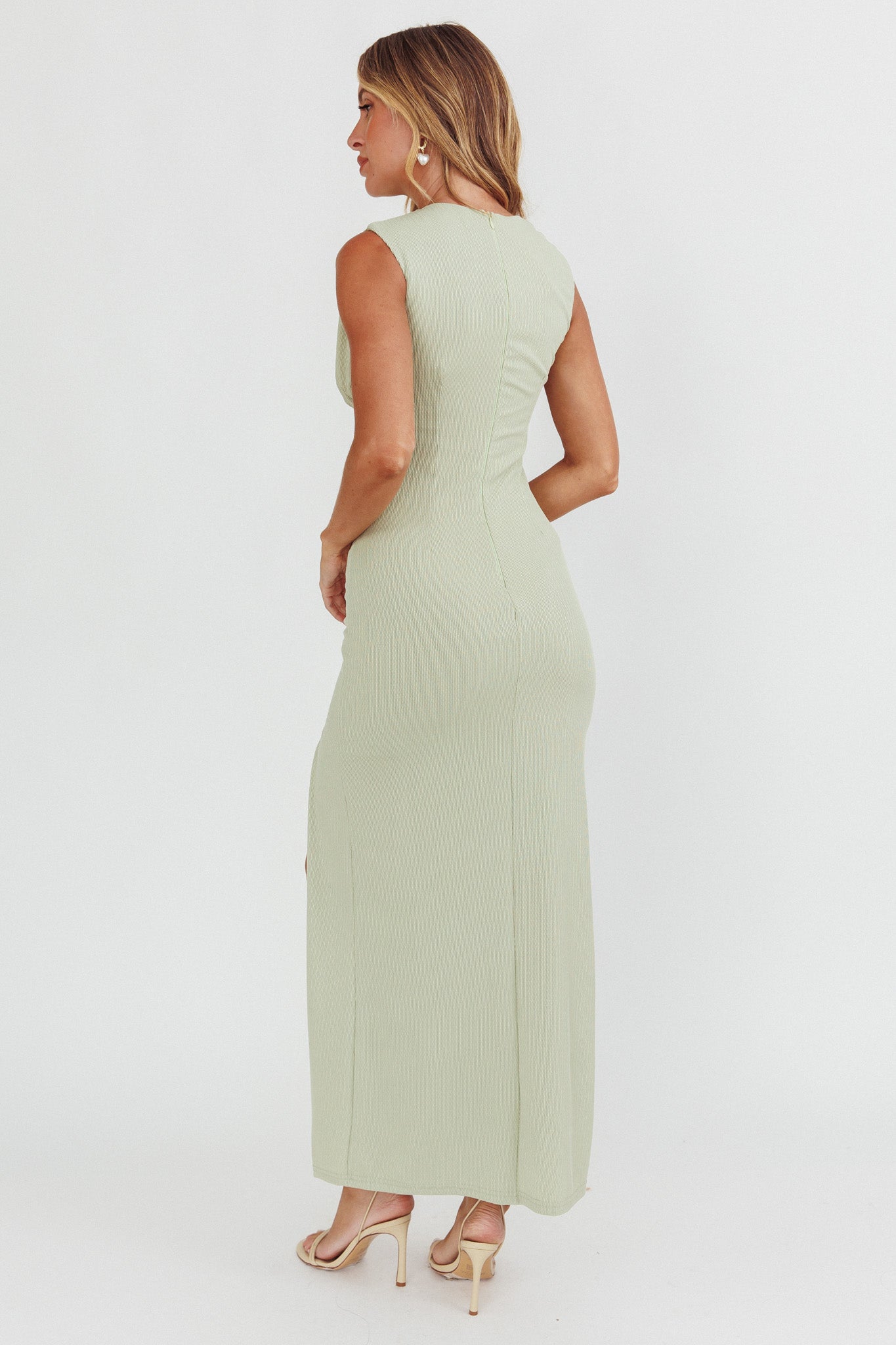 Daleela Asymmetric Neckline Maxi Dress Sage by Selfie Leslie