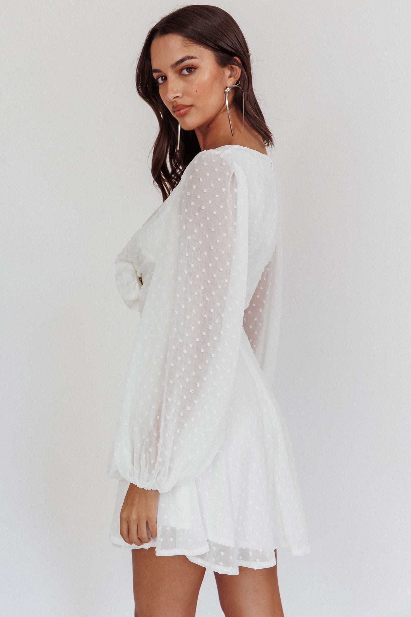 カットソー(長袖+七分) ROSY LUCE HEART TULLE TOPS - WHITE Louise Rib Long Sleeve Crop - White – SPLITS59