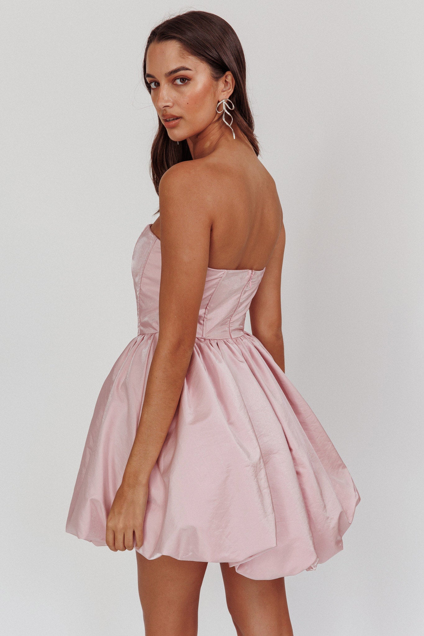 Radiant Strapless Bubble Mini Dress Pink by Selfie Leslie