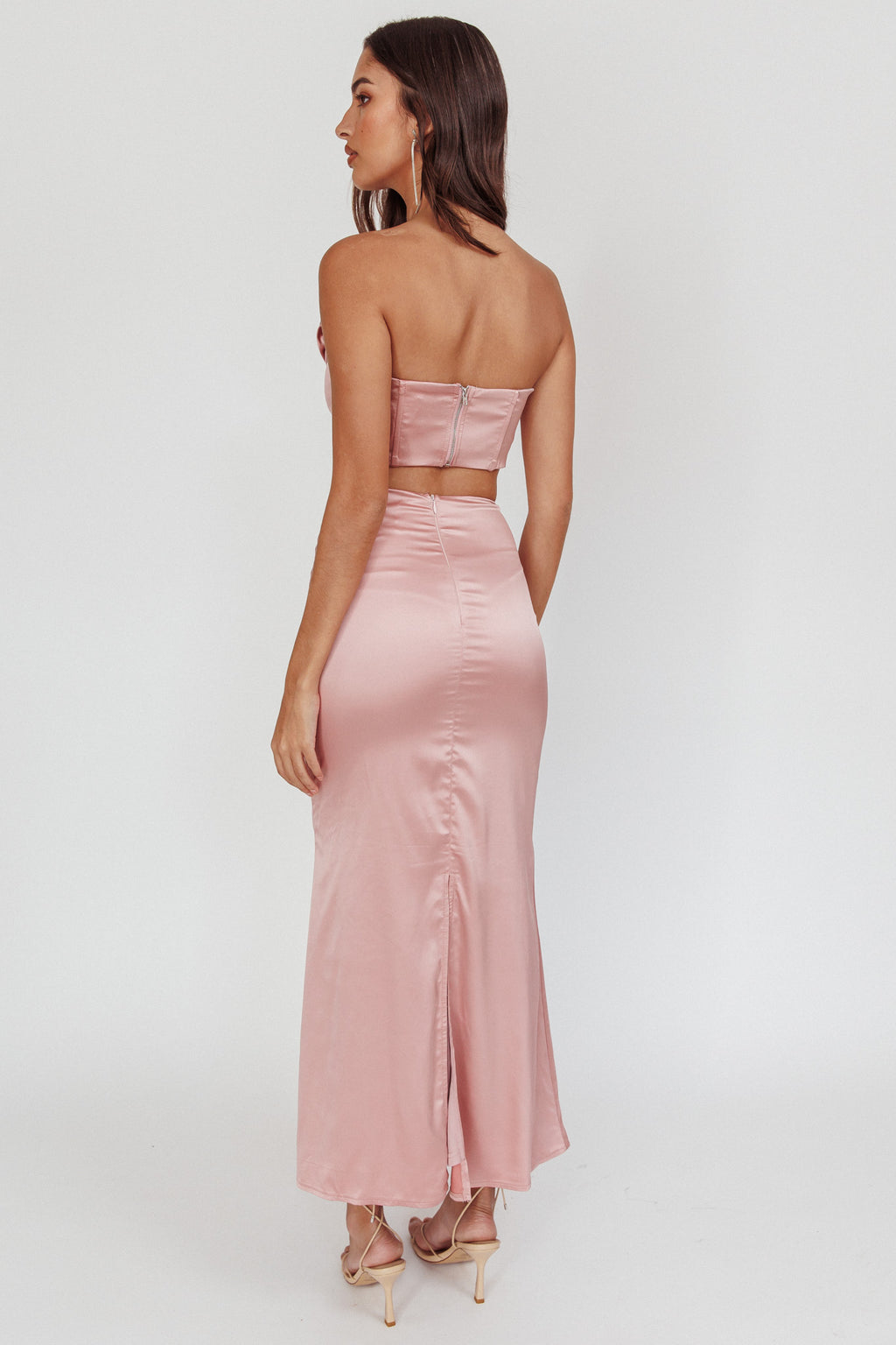Like A Dove Satin Maxi Skirt Mauve by Selfie Leslie