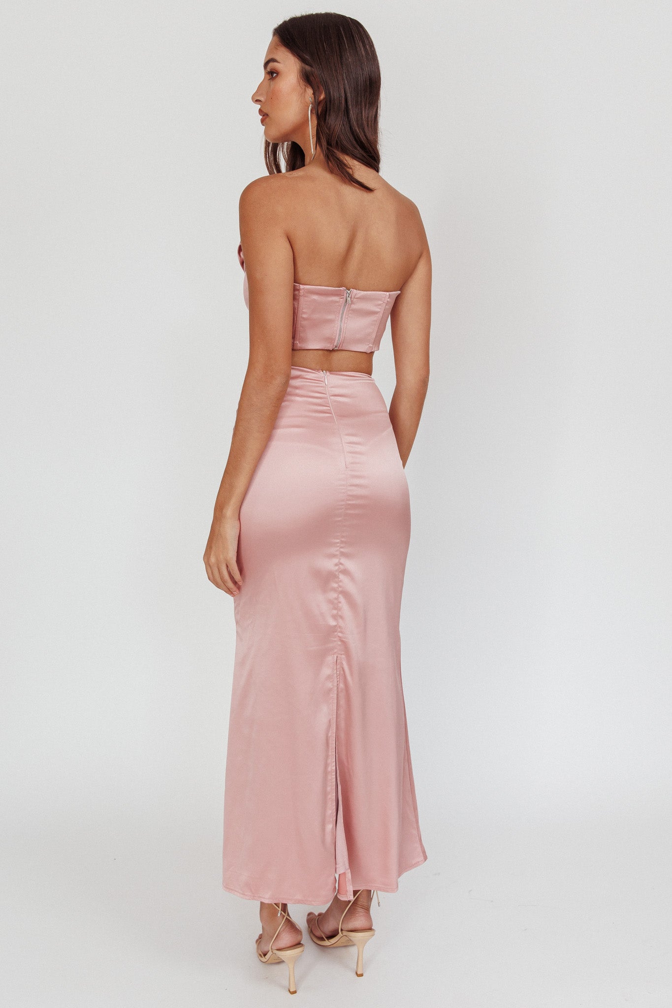 Like A Dove Satin Maxi Skirt Mauve by Selfie Leslie
