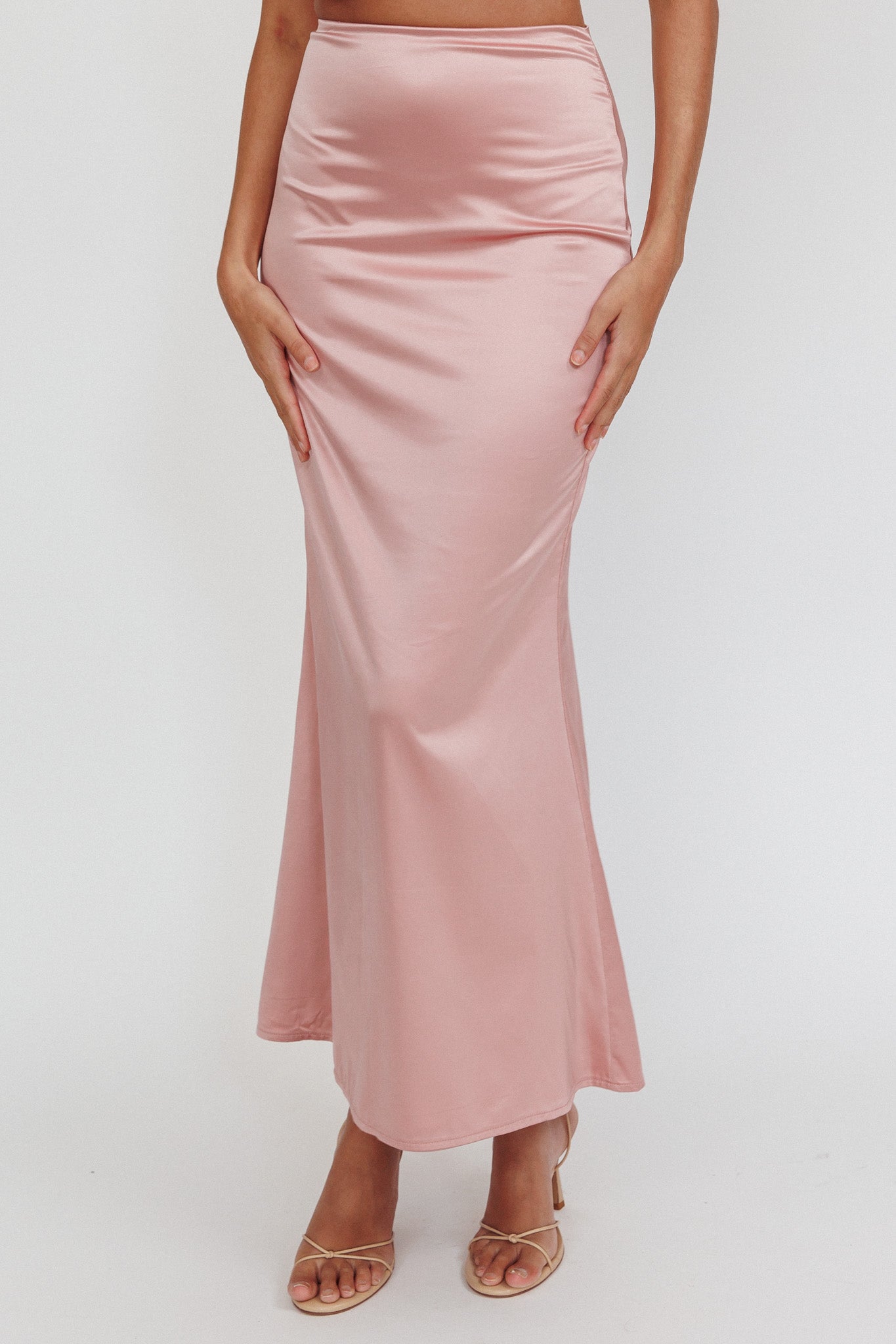 Like A Dove Satin Maxi Skirt Mauve by Selfie Leslie