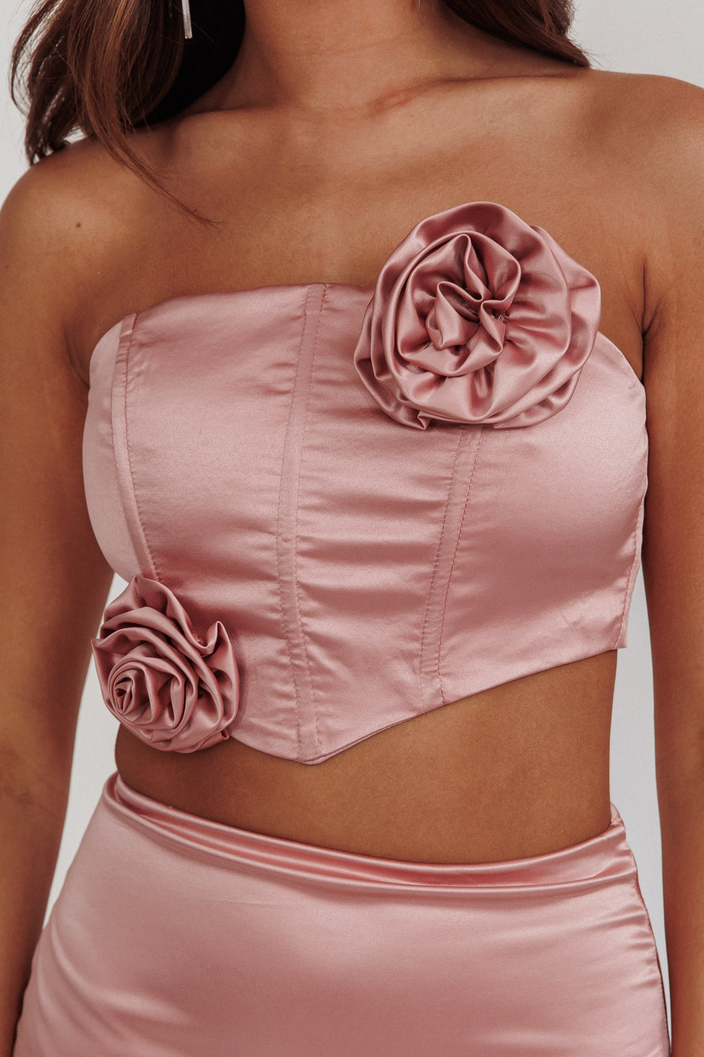 Like A Dove Rosette Corset Top Mauve by Selfie Leslie