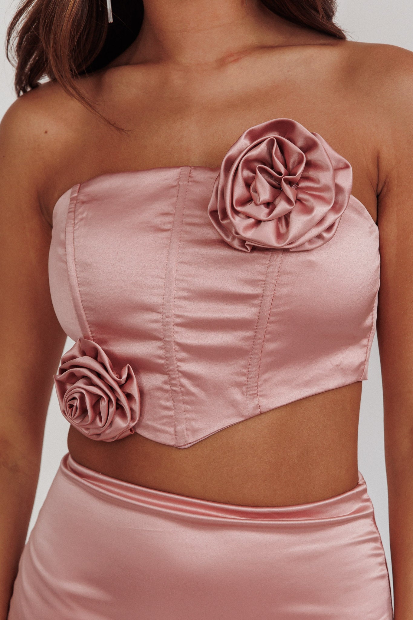 Like A Dove Rosette Corset Top Mauve by Selfie Leslie
