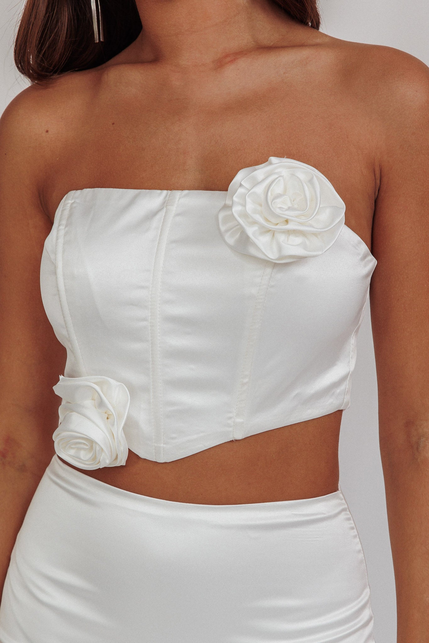 Like A Dove Rosette Corset Top Oyster by Selfie Leslie
