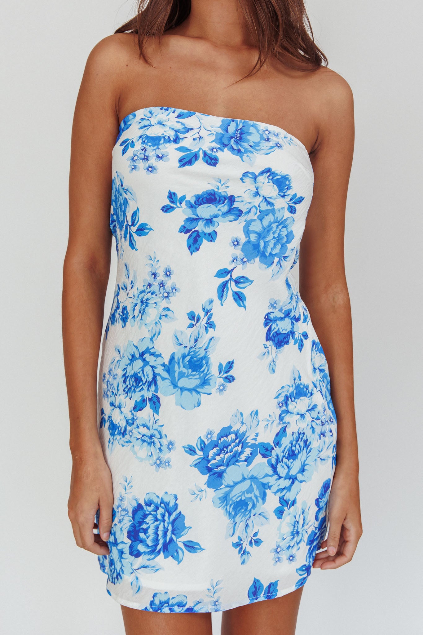 Sorbet Strapless Mini Dress Blue by Selfie Leslie