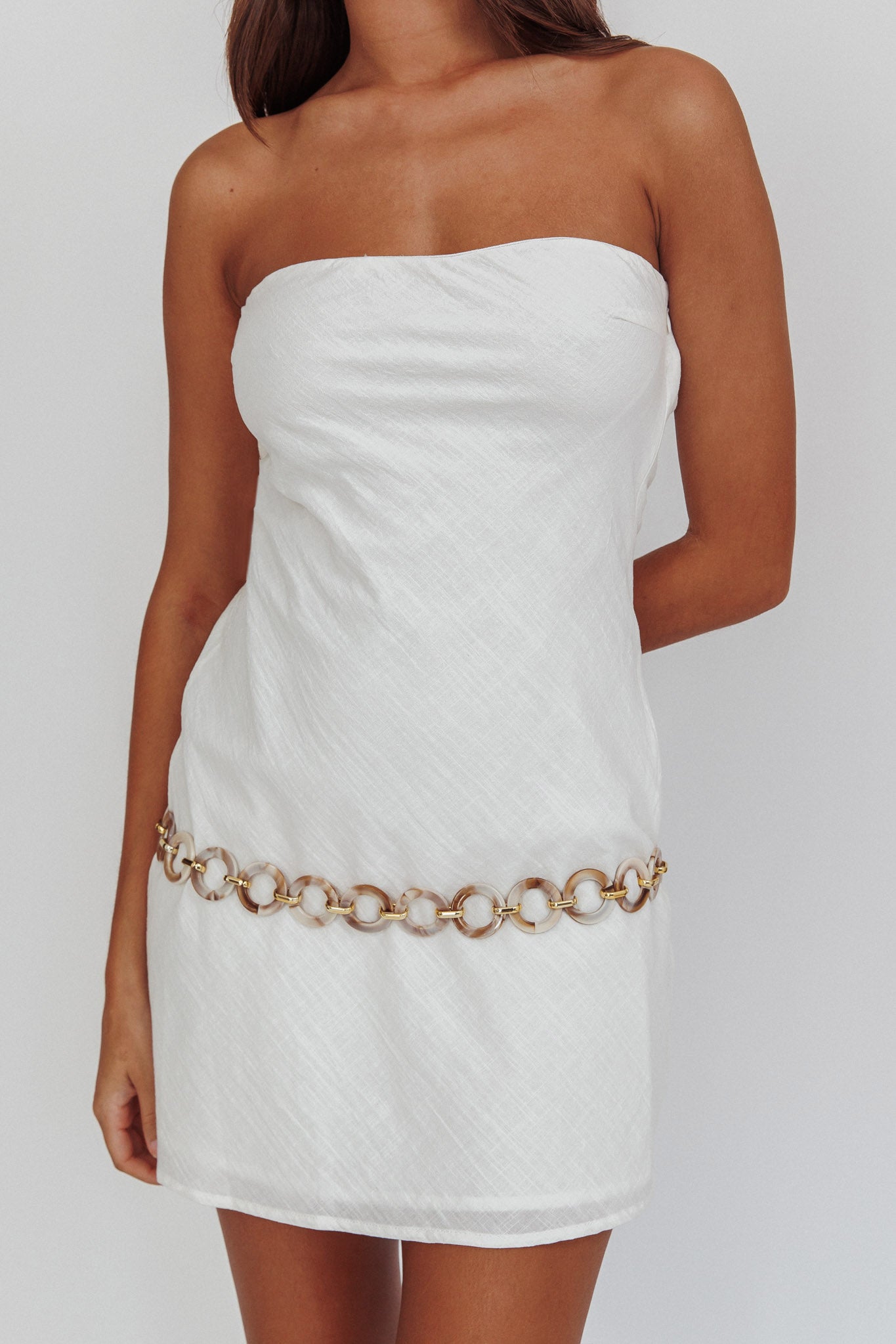 Sorbet Strapless Mini Dress White by Selfie Leslie