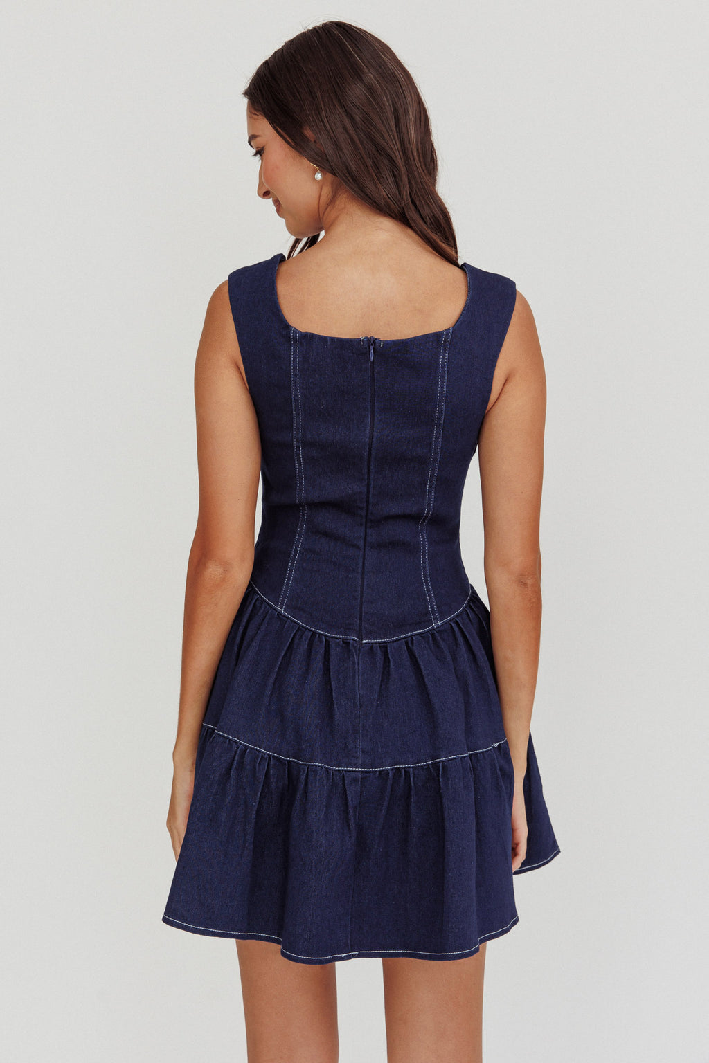Deep Dive Square Neck Mini Dress Indigo by Selfie Leslie