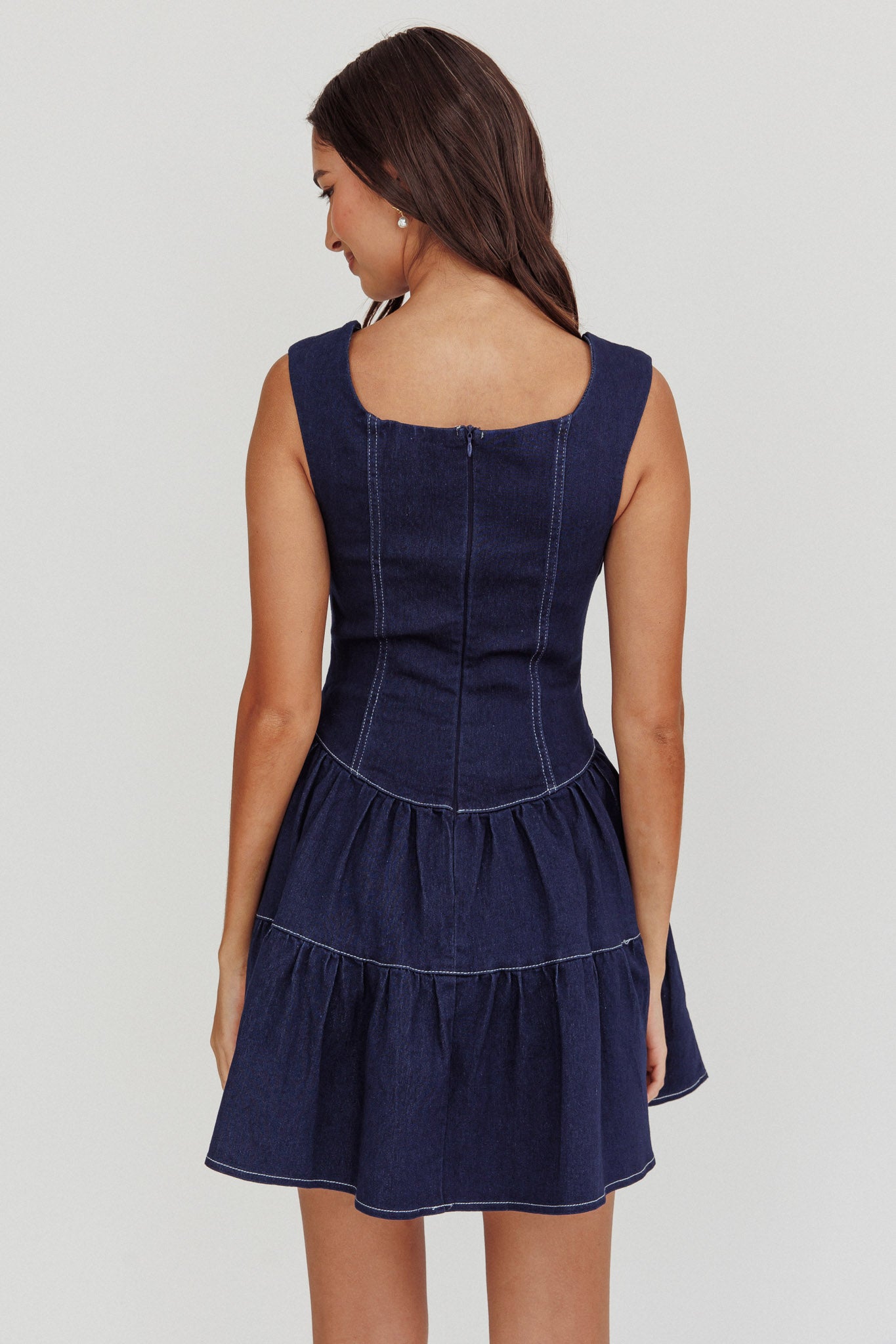 Deep Dive Square Neck Mini Dress Indigo by Selfie Leslie