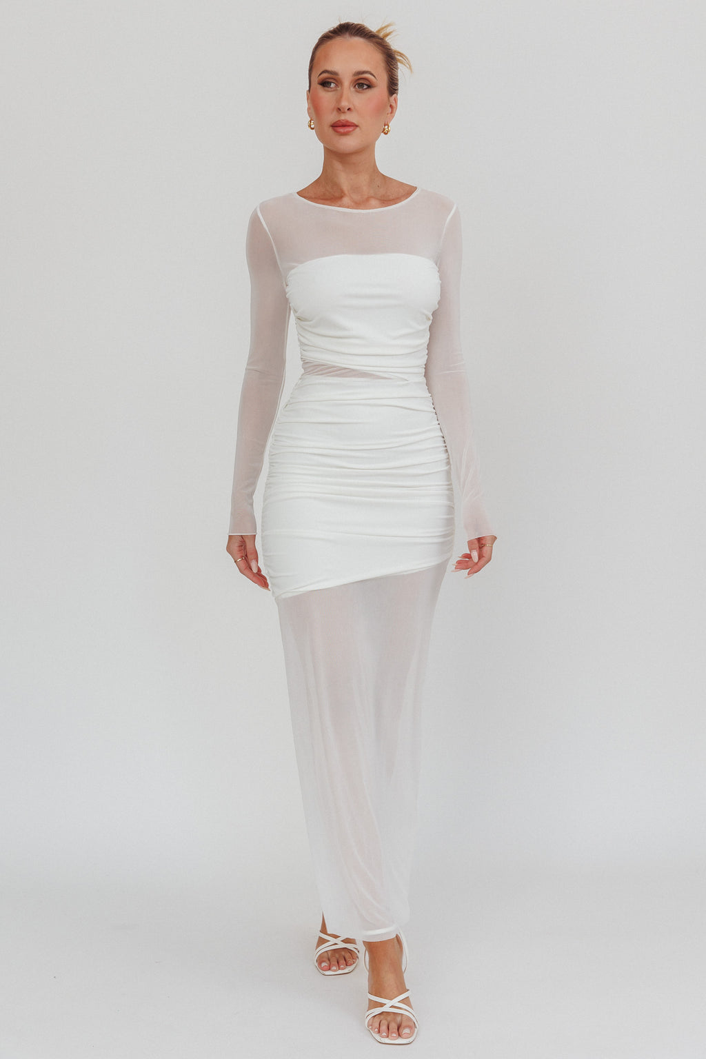Harpa Mesh Maxi Dress White by Selfie Leslie
