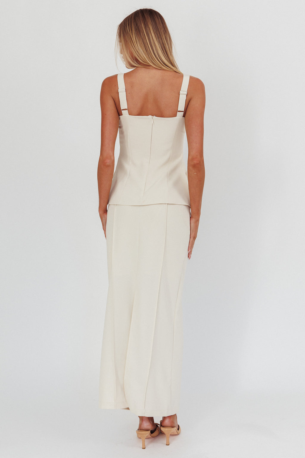 Like I Do Maxi Skirt Cream by Selfie Leslie