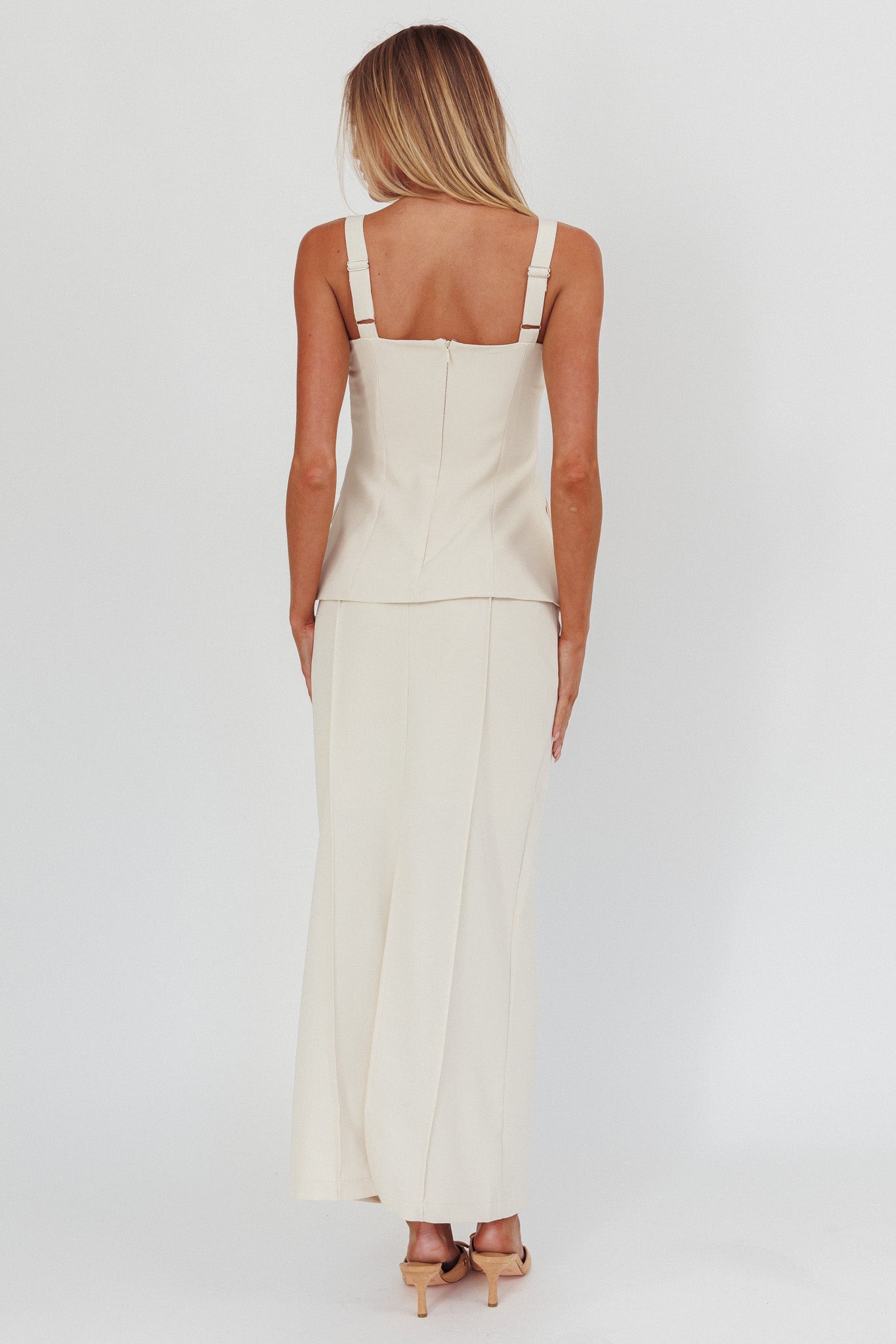Like I Do Maxi Skirt Cream by Selfie Leslie