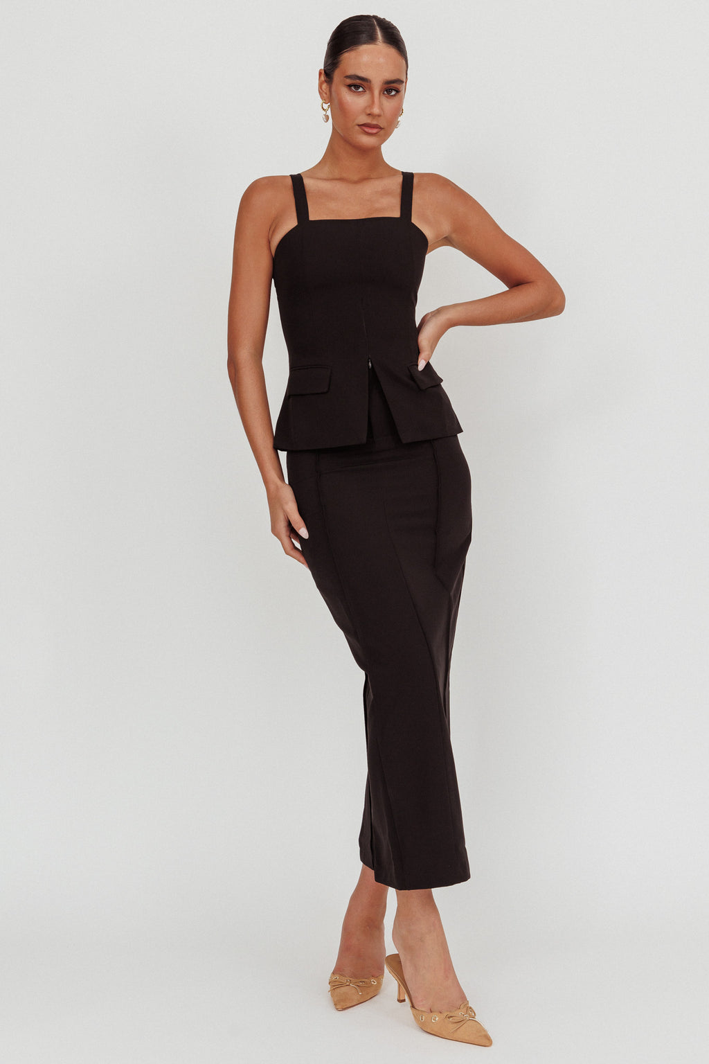 Like I Do Front Zip Sleeveless Top Black by Selfie Leslie