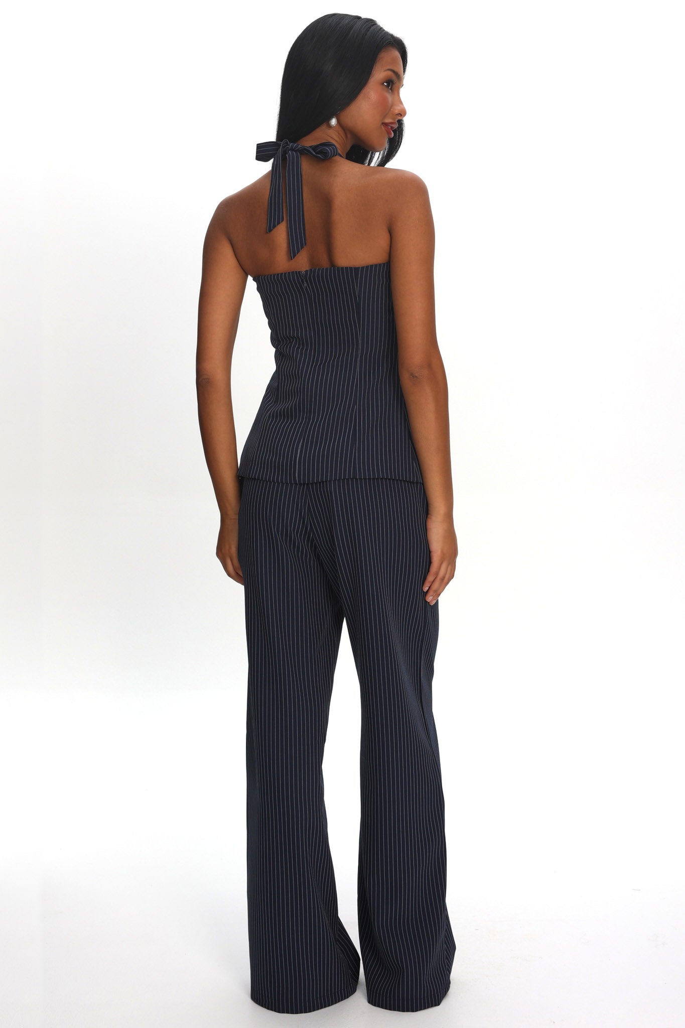 Renee Wide Leg Pants Pinstripe Navy