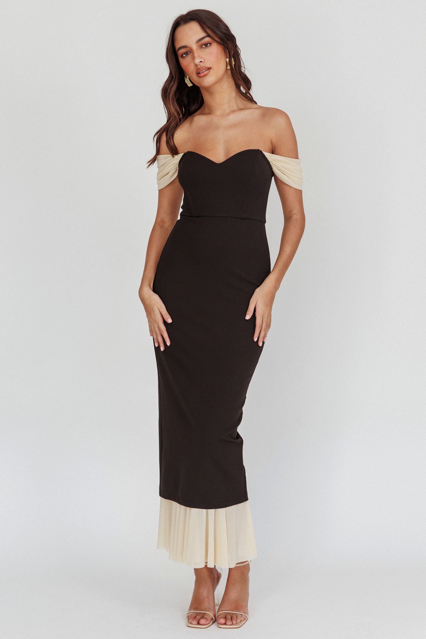 off the shoulder maxi bodycon dress Freesia Off Shoulder Bodycon Maxi Dress Black