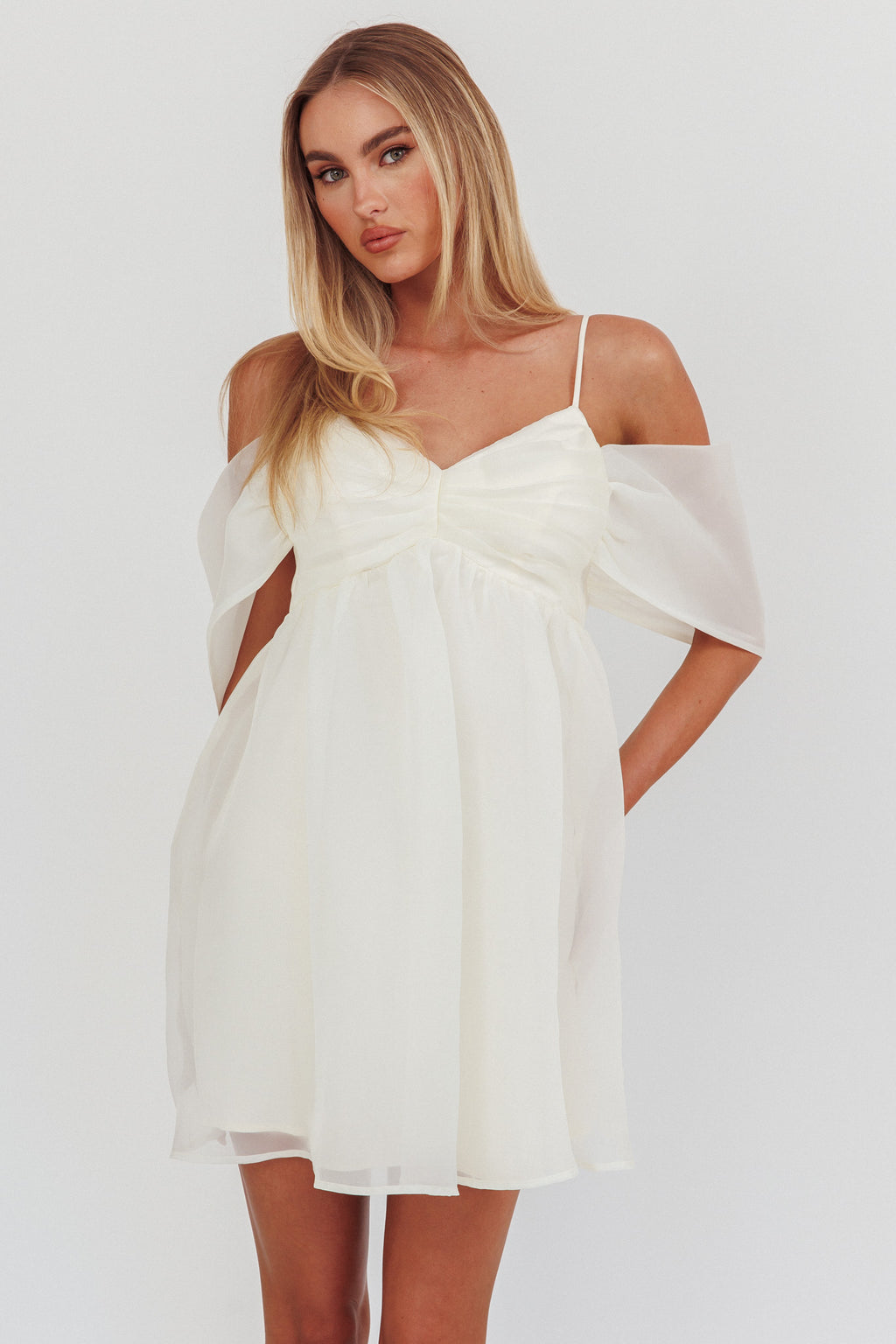 Little Liar Organza Mini Dress Light Beige by Selfie Leslie