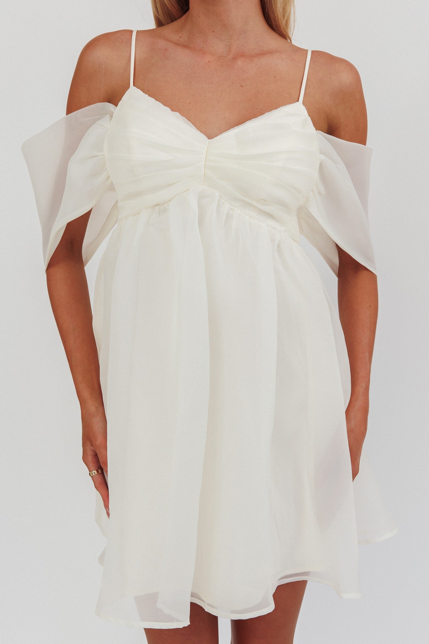 Little Liar Organza Mini Dress Light Beige by Selfie Leslie