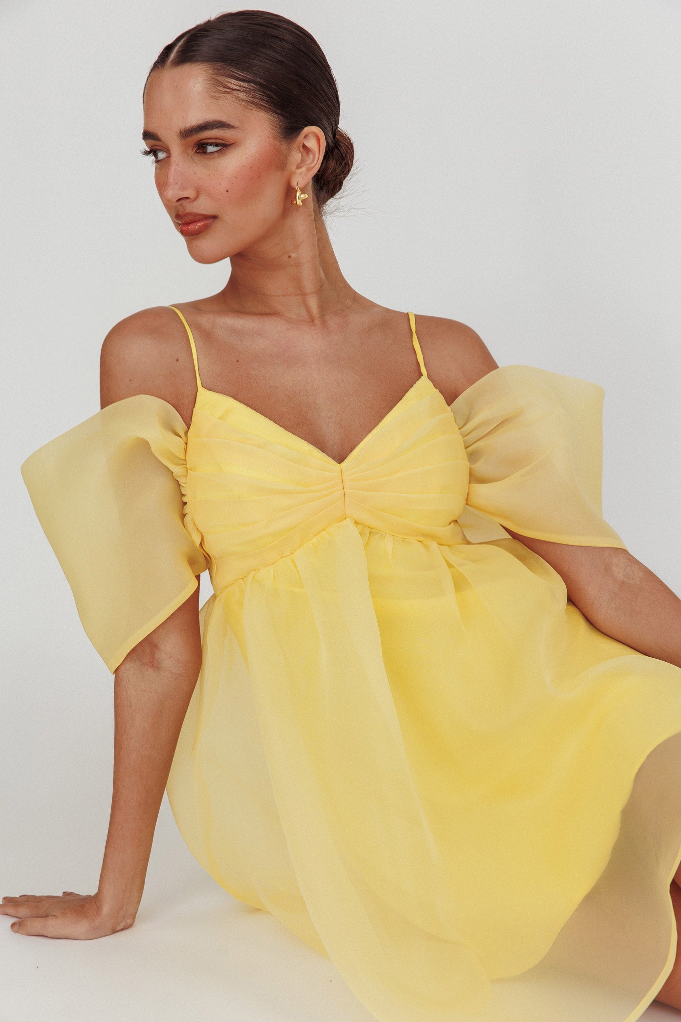 Little Liar Organza Mini Dress Yellow Little Liar Organza Mini Dress Yellow