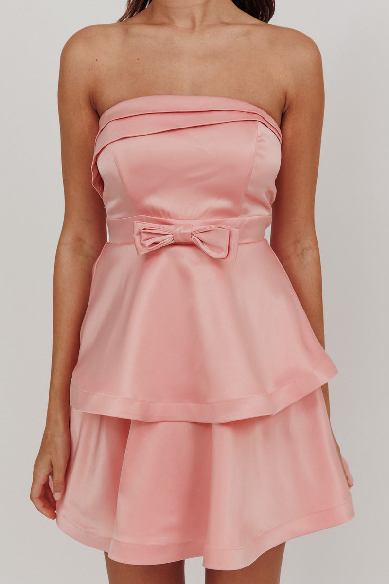Rosé Tie-Front Ruffle Mini Dress