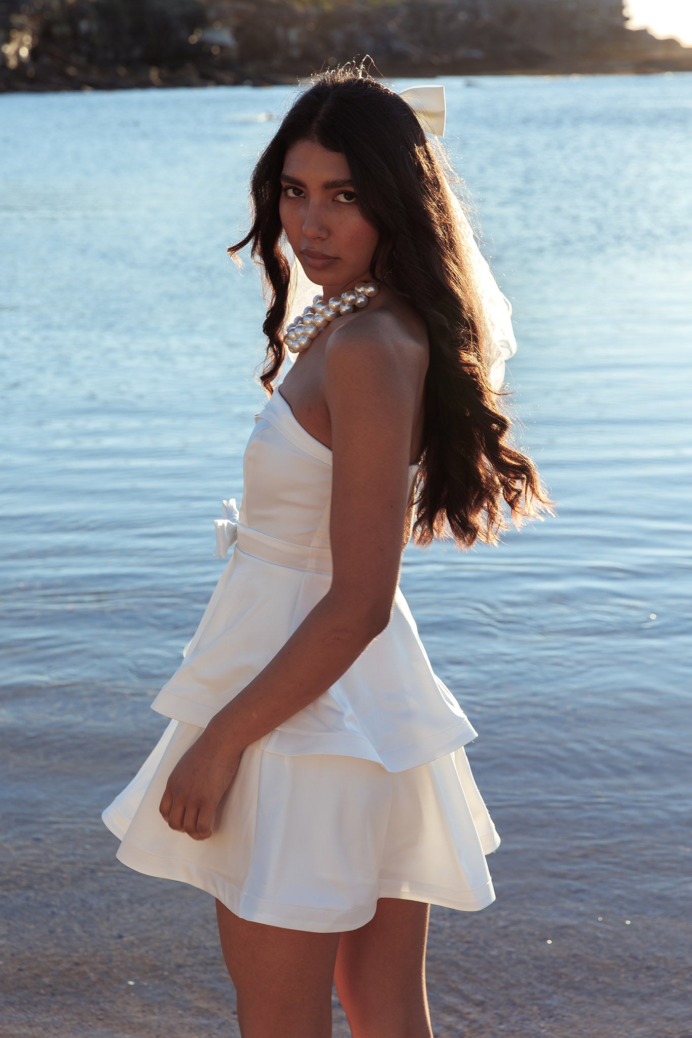 telo abyss ホワイト hooks mini ガイロープ looks Alix Strapless Tiered Ruffle Mini Dress White | Selfie Leslie