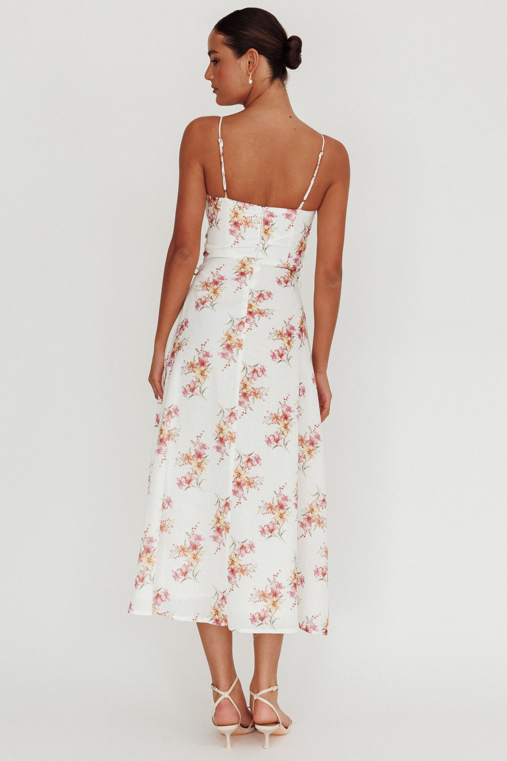 Kalaya Lace-Up Waist Midi Dress Floral by Selfie Leslie