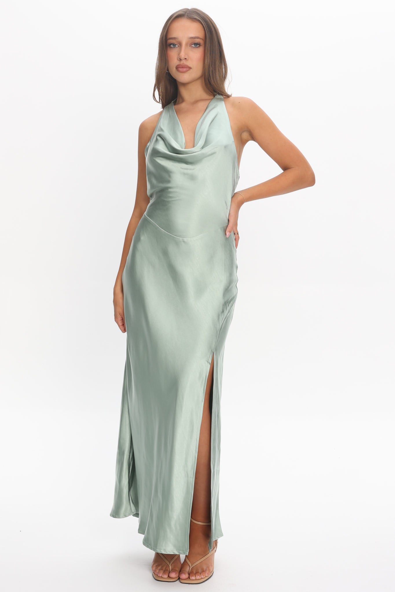 Element Tied Halter Maxi Dress Sage - L Element Tied Halter Maxi Dress Sage - L