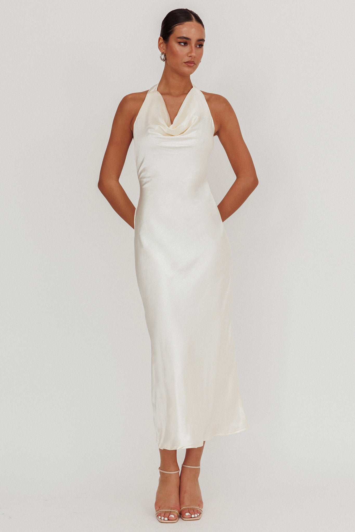 Element Halterneck Maxi Dress Champagne by Selfie Leslie