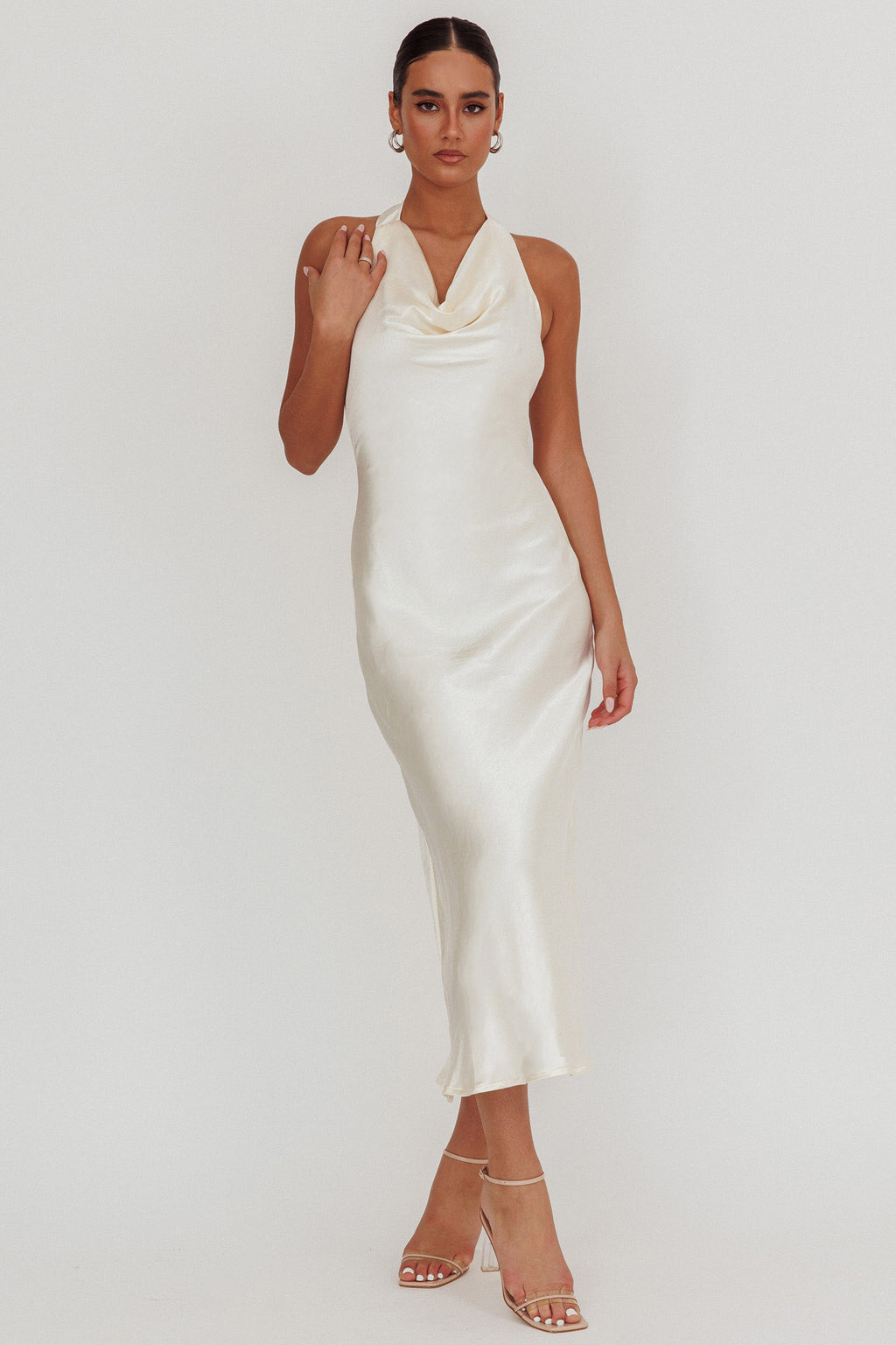 Element Halterneck Maxi Dress Champagne by Selfie Leslie