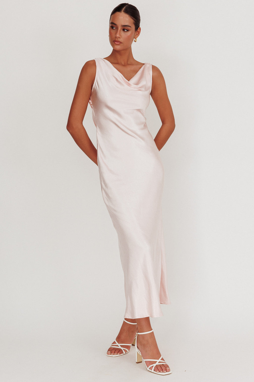 Take Care Backless Sash Maxi Dress Blush by Selfie Leslie