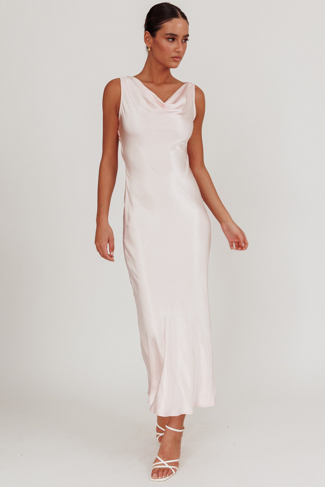 Take Care Backless Sash Maxi Dress Blush by Selfie Leslie