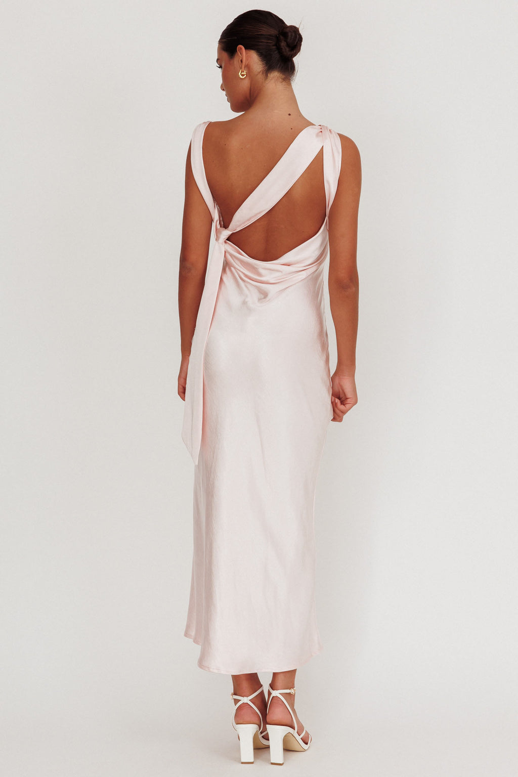 Take Care Backless Sash Maxi Dress Blush by Selfie Leslie