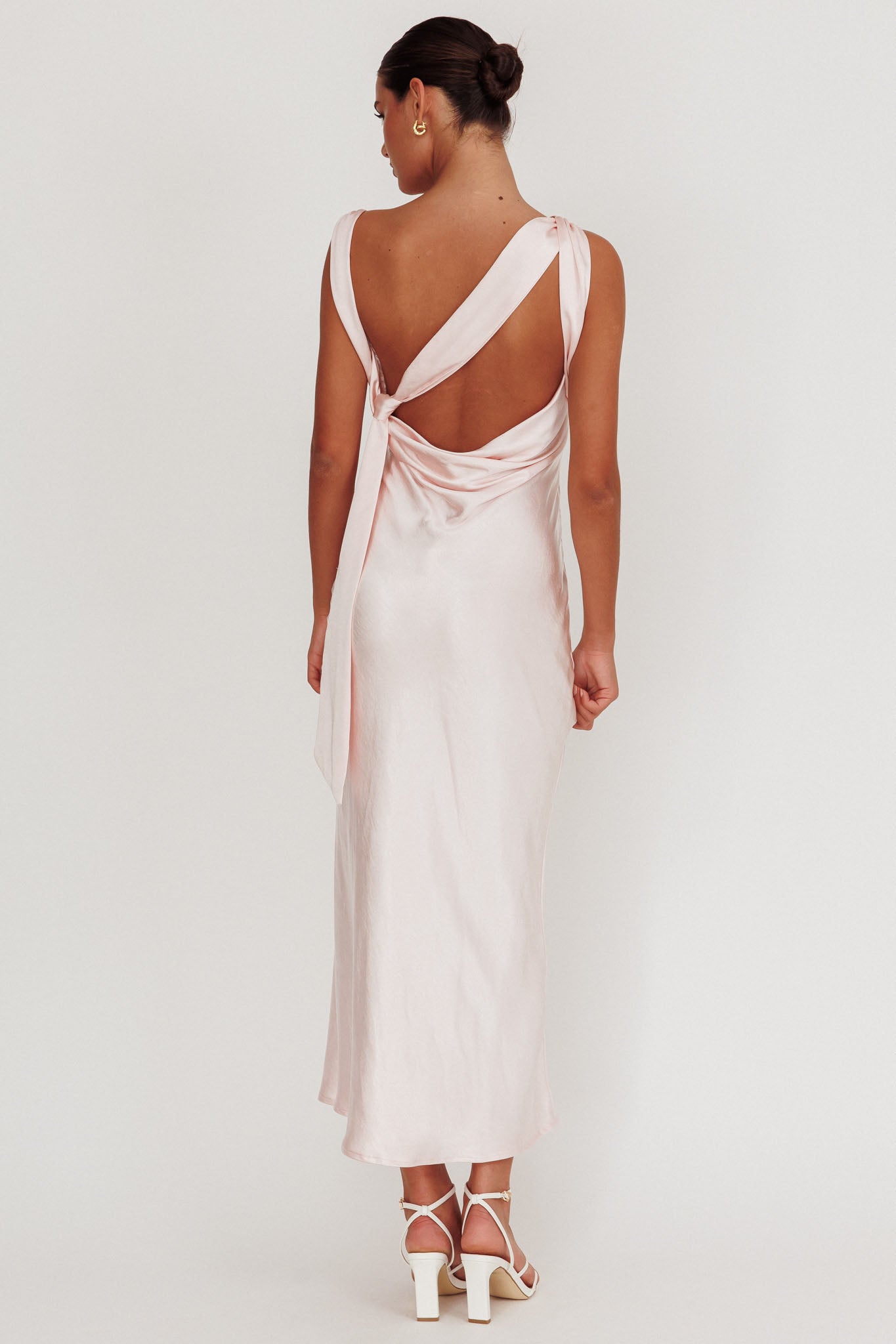Take Care Backless Sash Maxi Dress Blush by Selfie Leslie