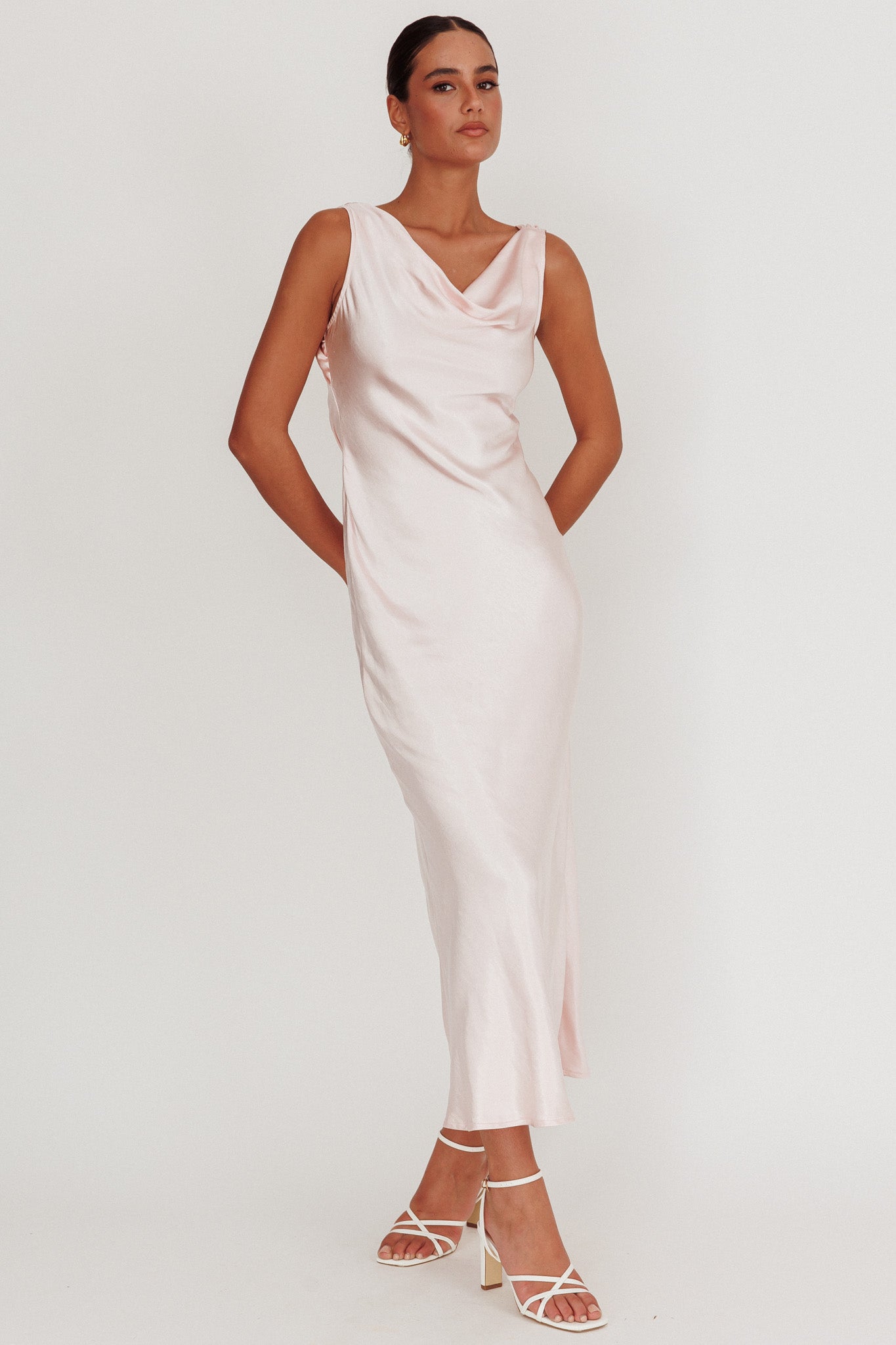 Take Care Backless Sash Maxi Dress Blush by Selfie Leslie