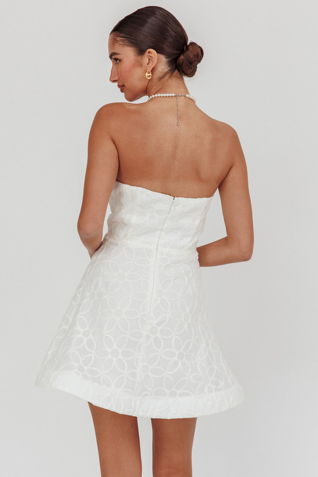 Adrianna Pointed Sweetheart Mini Dress White by Selfie Leslie