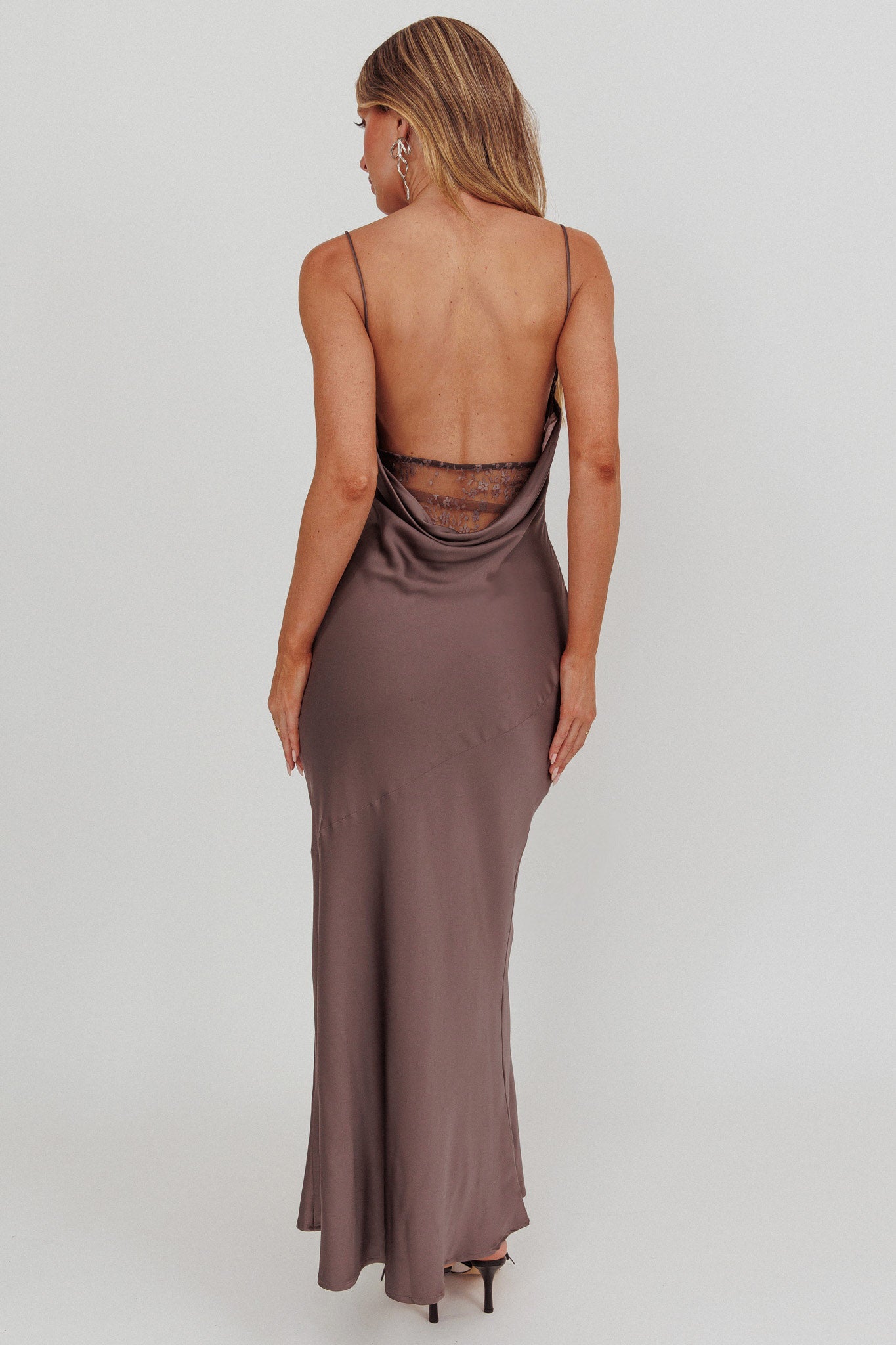 Emmerson Cut-Out Cowl Neck Dress Warm Grey by Selfie Leslie