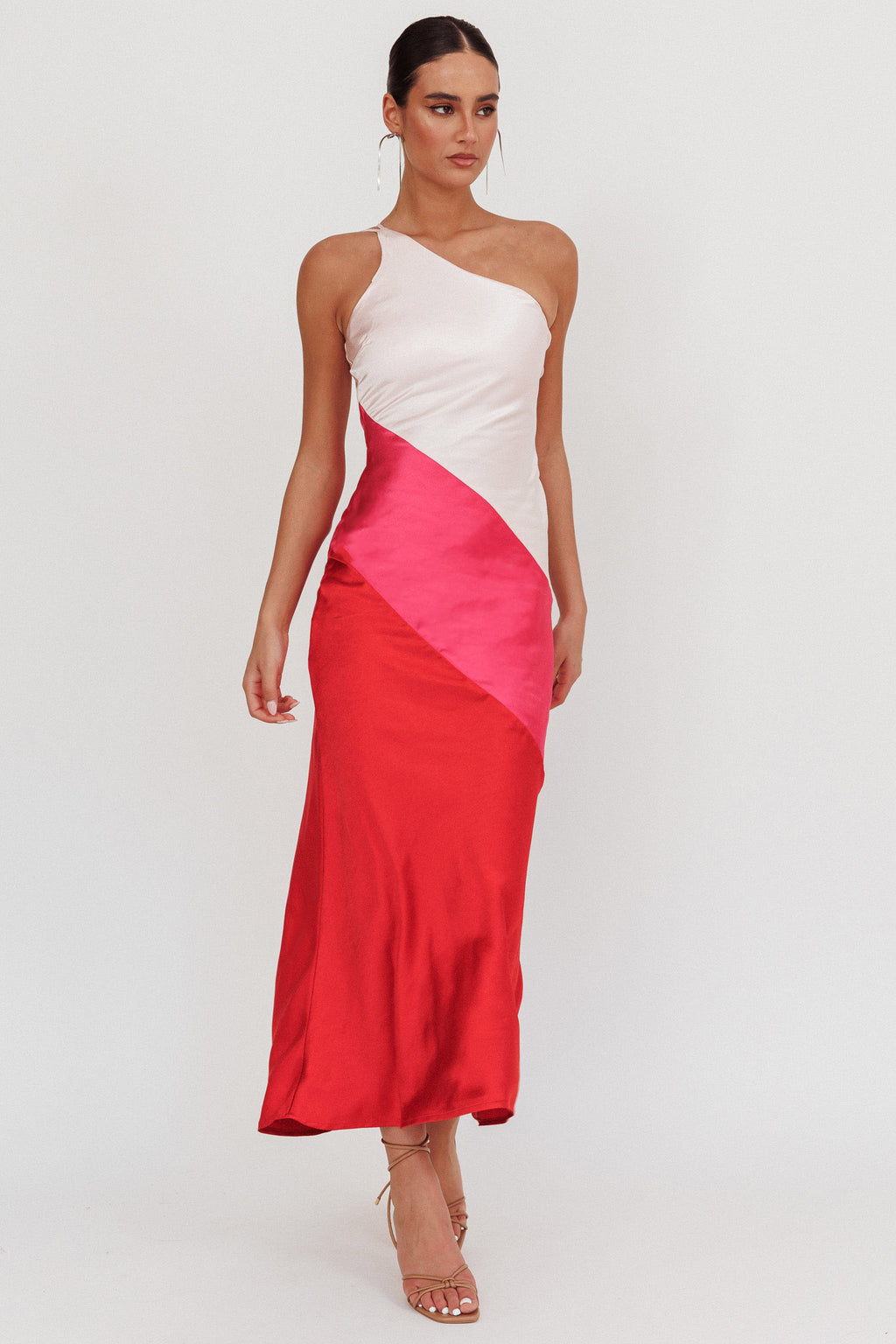 Swipe Right One-Shoulder Maxi Dress Pink by Selfie Leslie