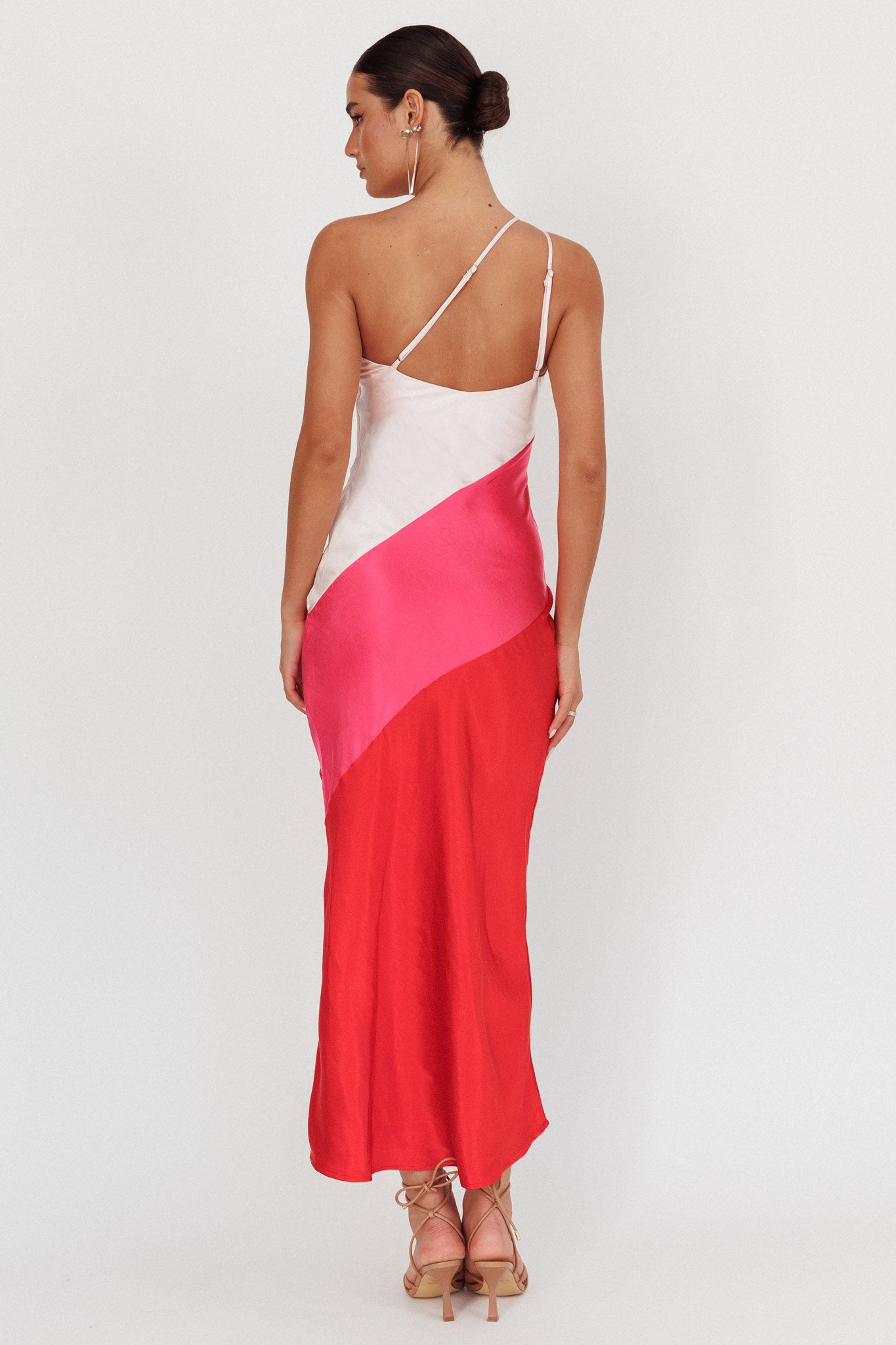 Swipe Right One-Shoulder Maxi Dress Pink by Selfie Leslie