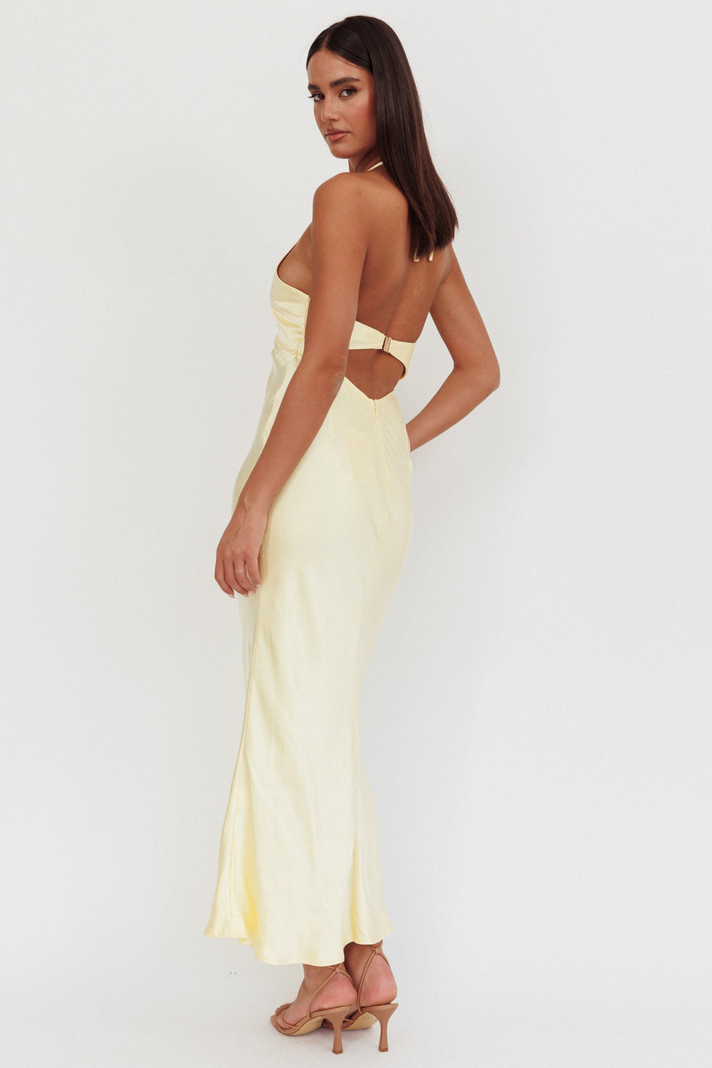 Jassinta Keyhole Bust Maxi Dress Lemon by Selfie Leslie