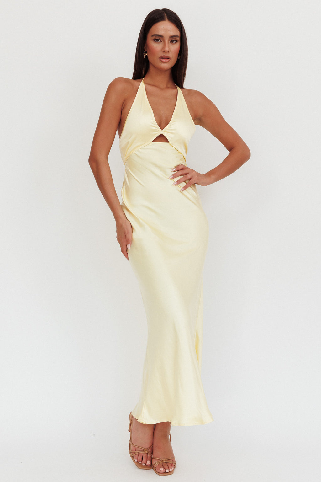 Jassinta Keyhole Bust Maxi Dress Lemon by Selfie Leslie