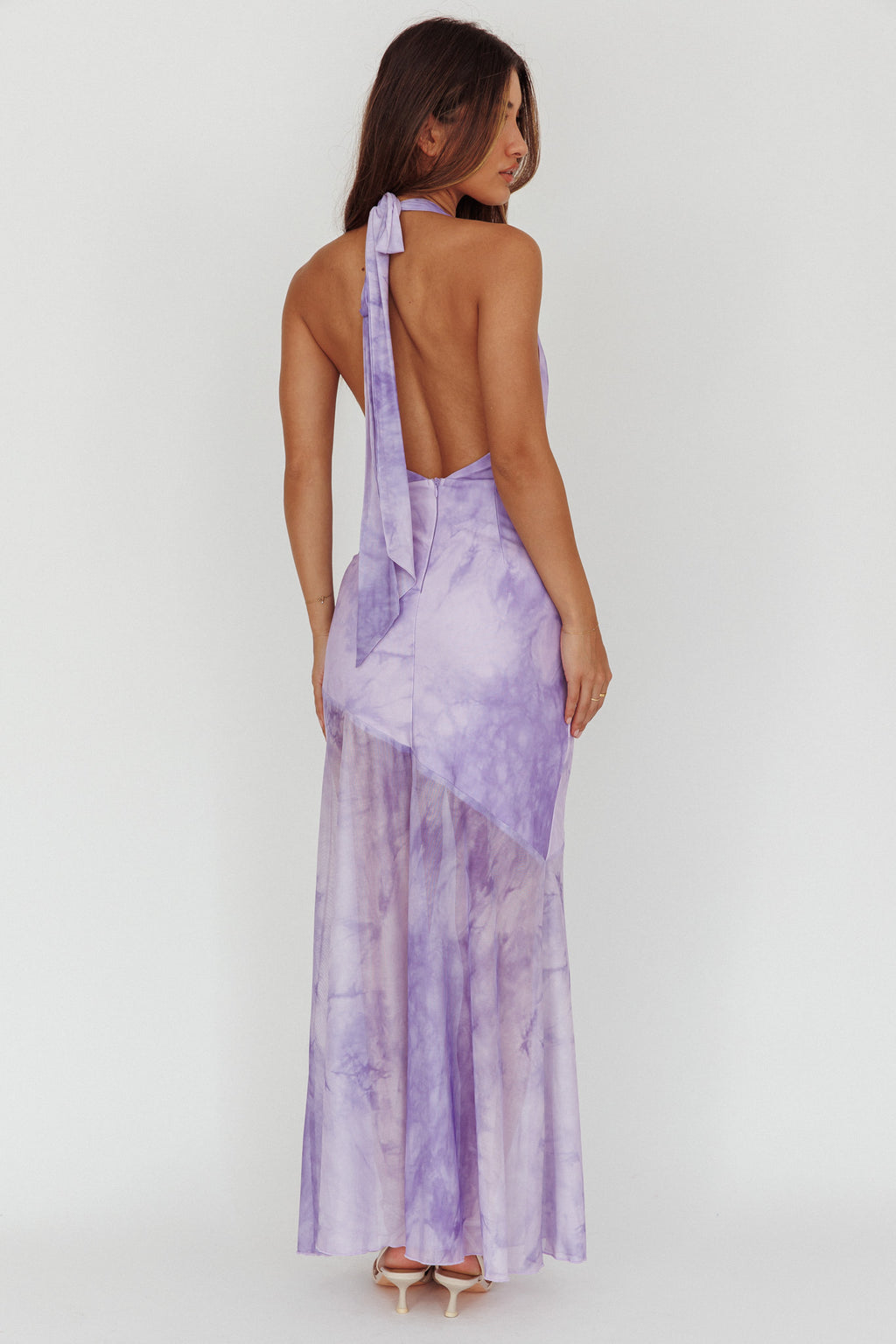 Locket Halterneck Maxi Dress Marbled Lilac by Selfie Leslie