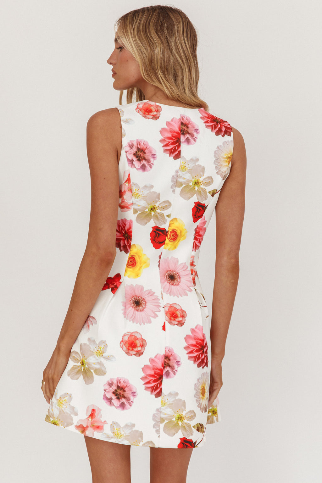 Austria Sleeveless Double Breasted Mini Dress Floral by Selfie Leslie