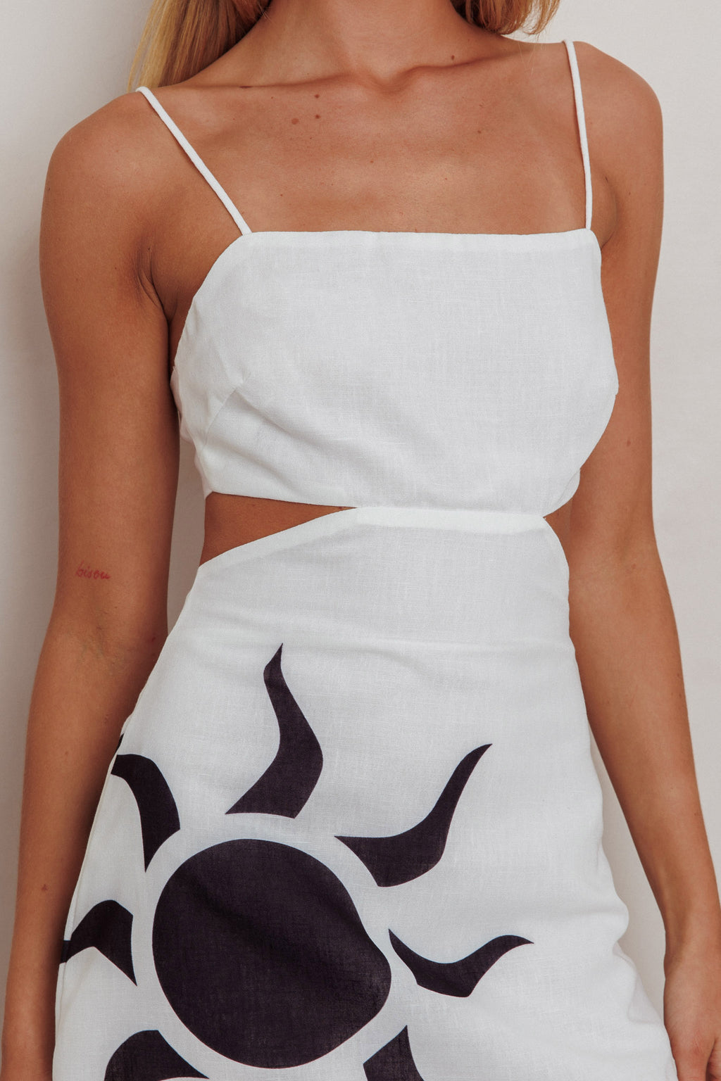 Jellina Tied Back Mini Dress Sun White by Selfie Leslie