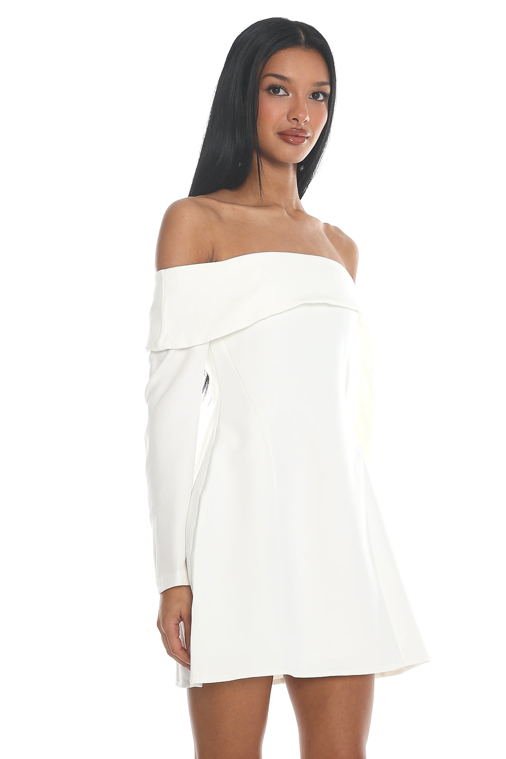 Aurora Sky Off-Shoulder Tie Mini Dress White