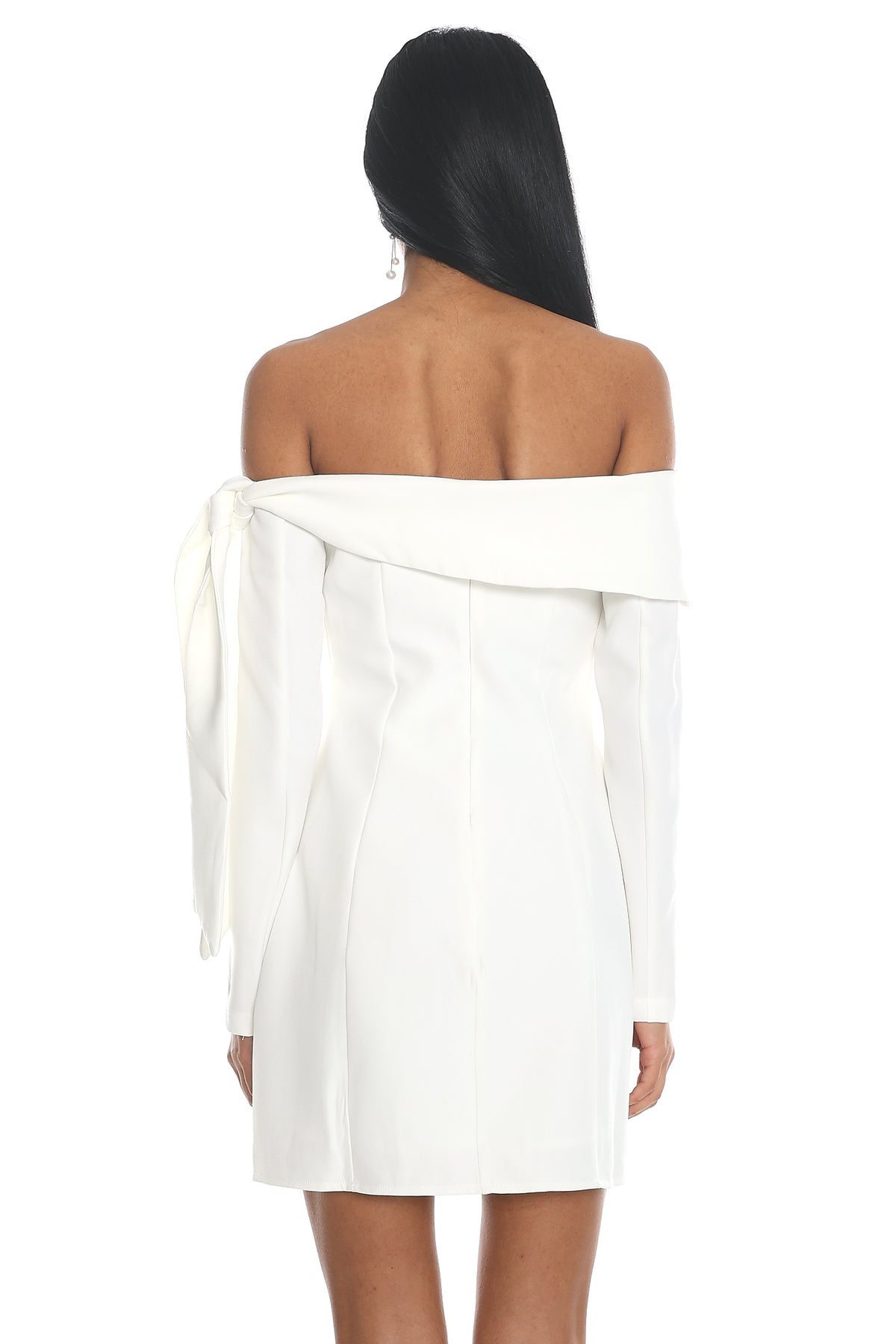 Aurora Sky Off-Shoulder Tie Mini Dress White
