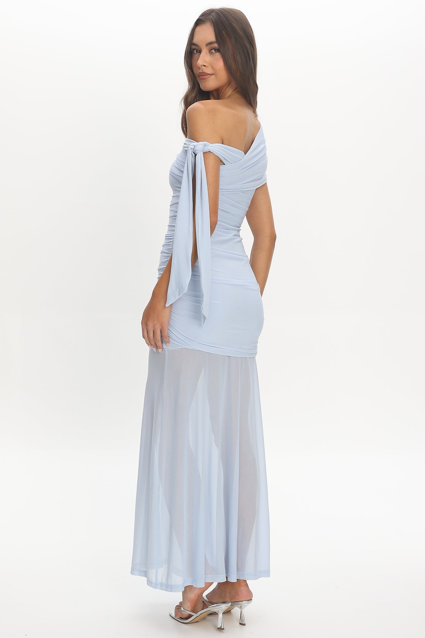 light blue off shoulder maxi dress Frangelica Off The Shoulder Maxi Dress | Light Blue | Womens