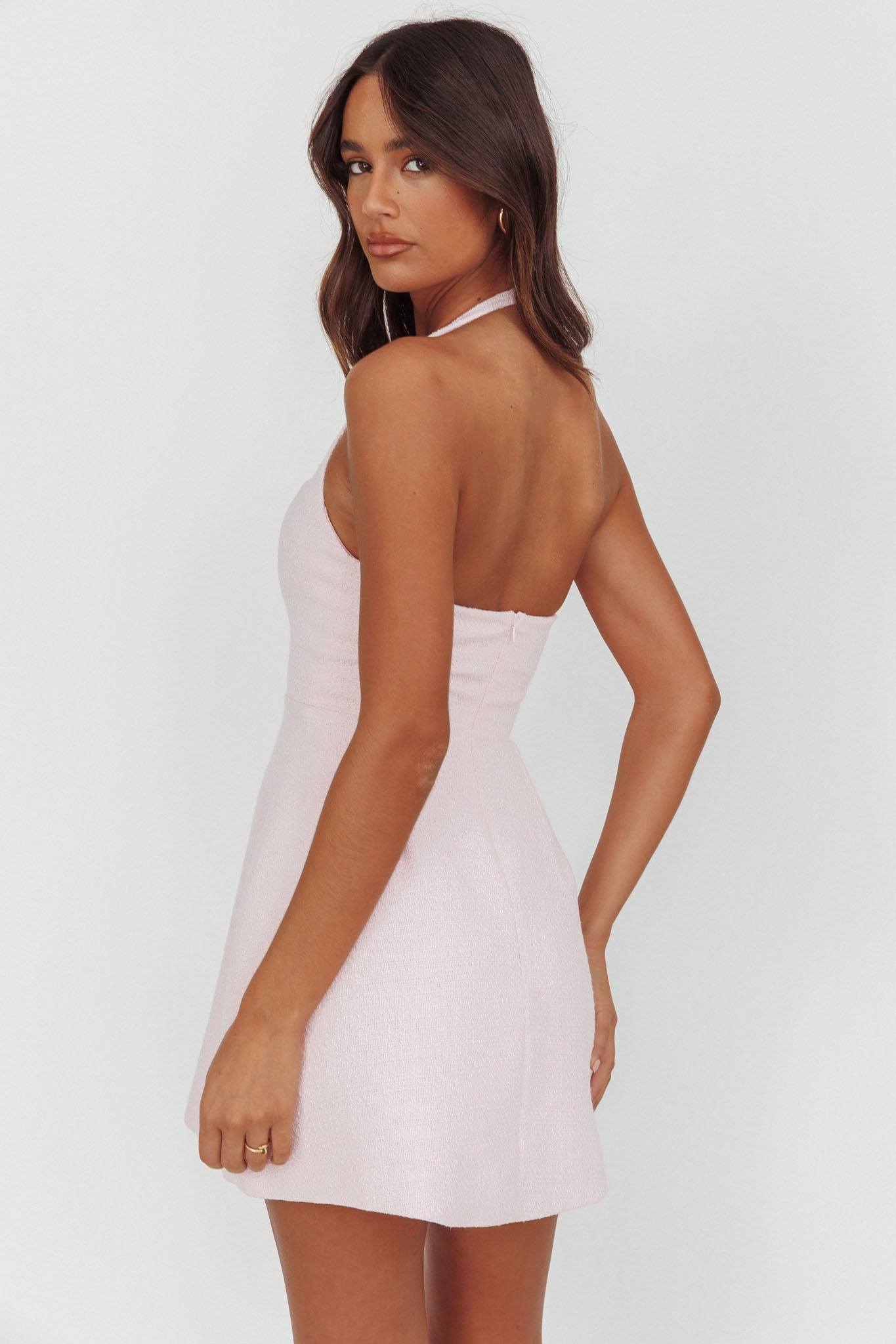 Hendrix Halterneck A-Line Mini Dress Pink Hendrix Halterneck A-Line Mini Dress Pink
