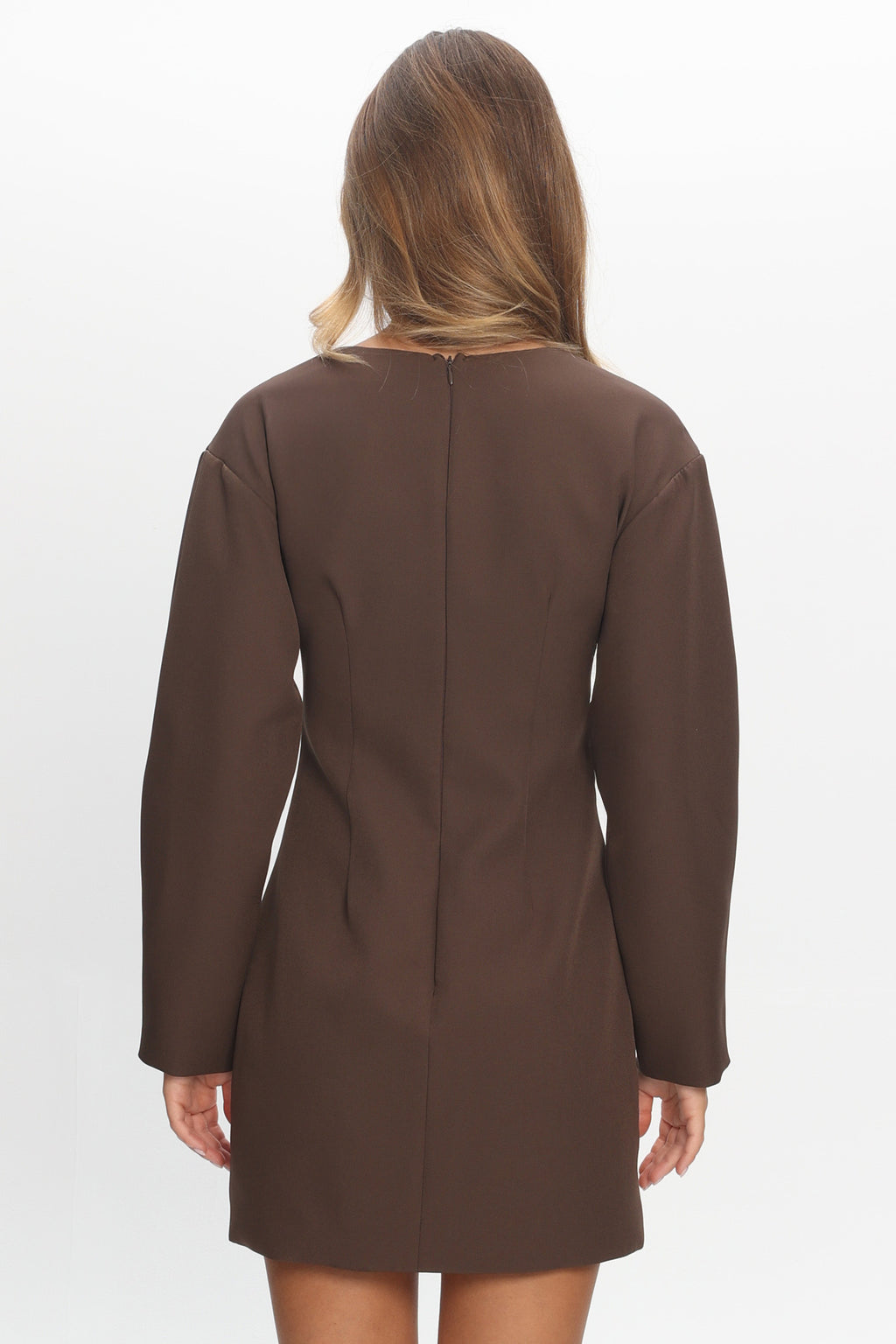 Hendrix Long Sleeve Mini Dress Chocolate